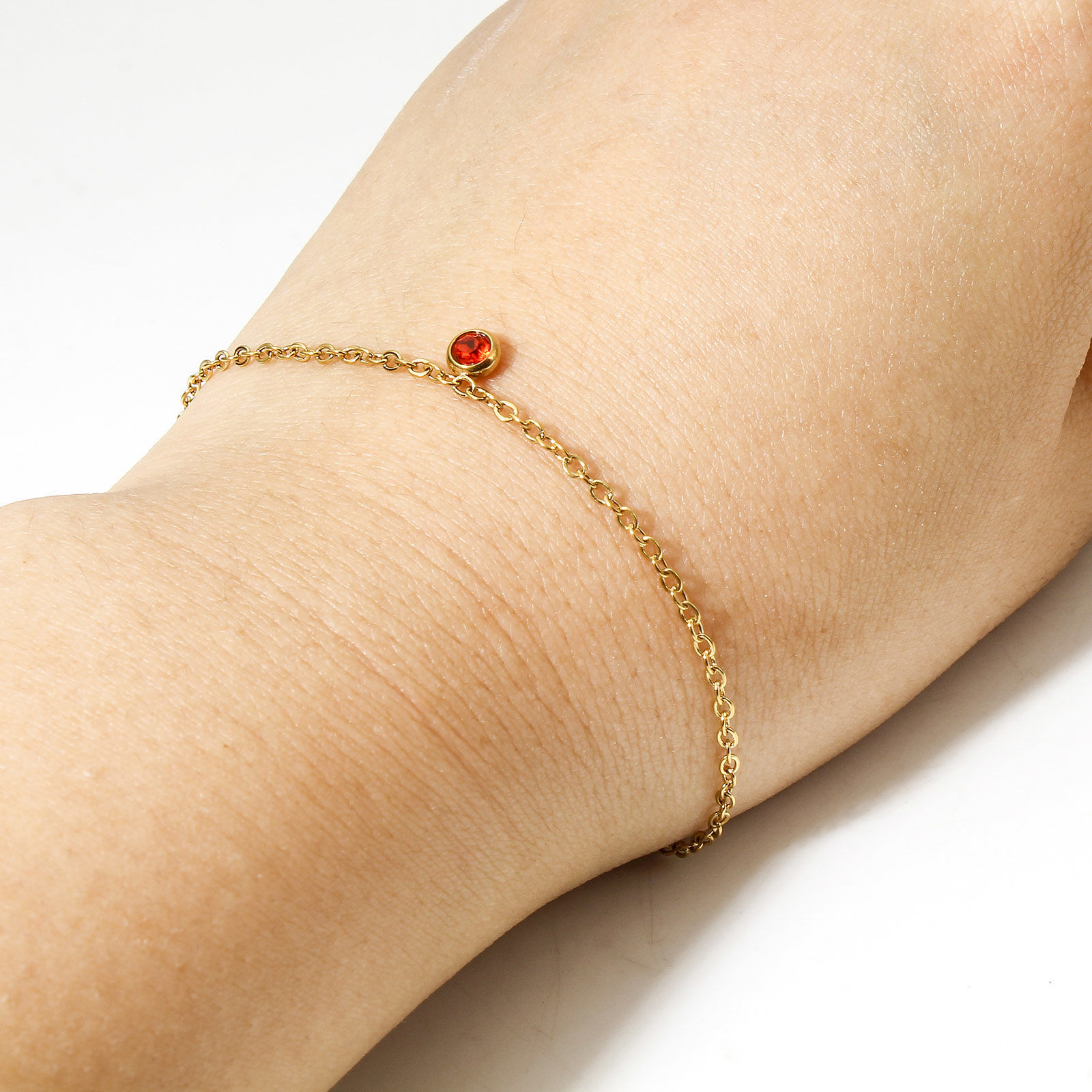 Bild von 1 Strang Umweltfreundliche Vakuumbeschichtung 304 Edelstahl Gliederkette Kette Armband 18K Gold plattiert Mit Anhänger 17cm lang