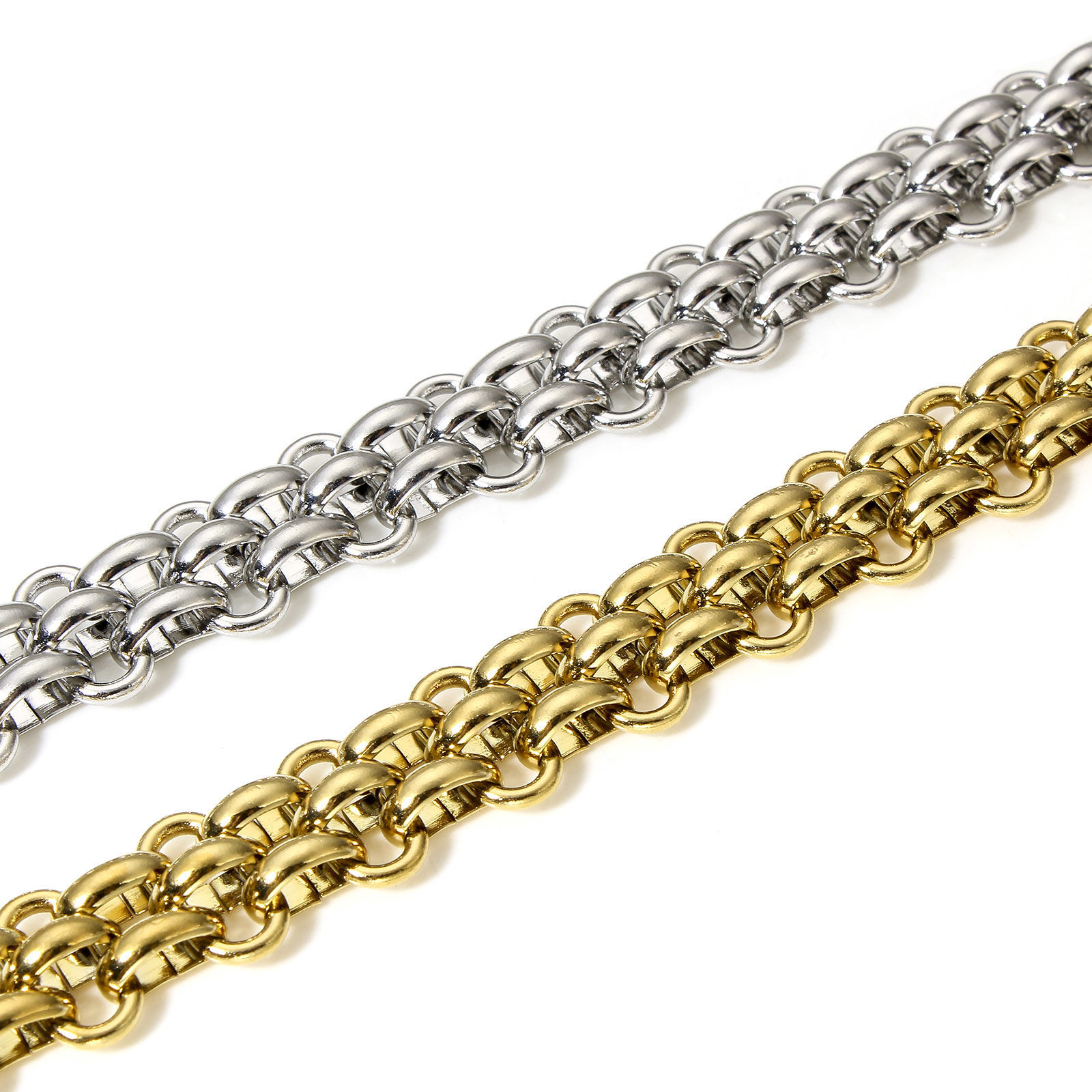 Bild von 1 Strang Umweltfreundliche Vakuumbeschichtung 304 Edelstahl Handgefertigte Gliederkette Halskette Mit Karabiner Verschluss und Verlängerungskette Extender 40cm lang