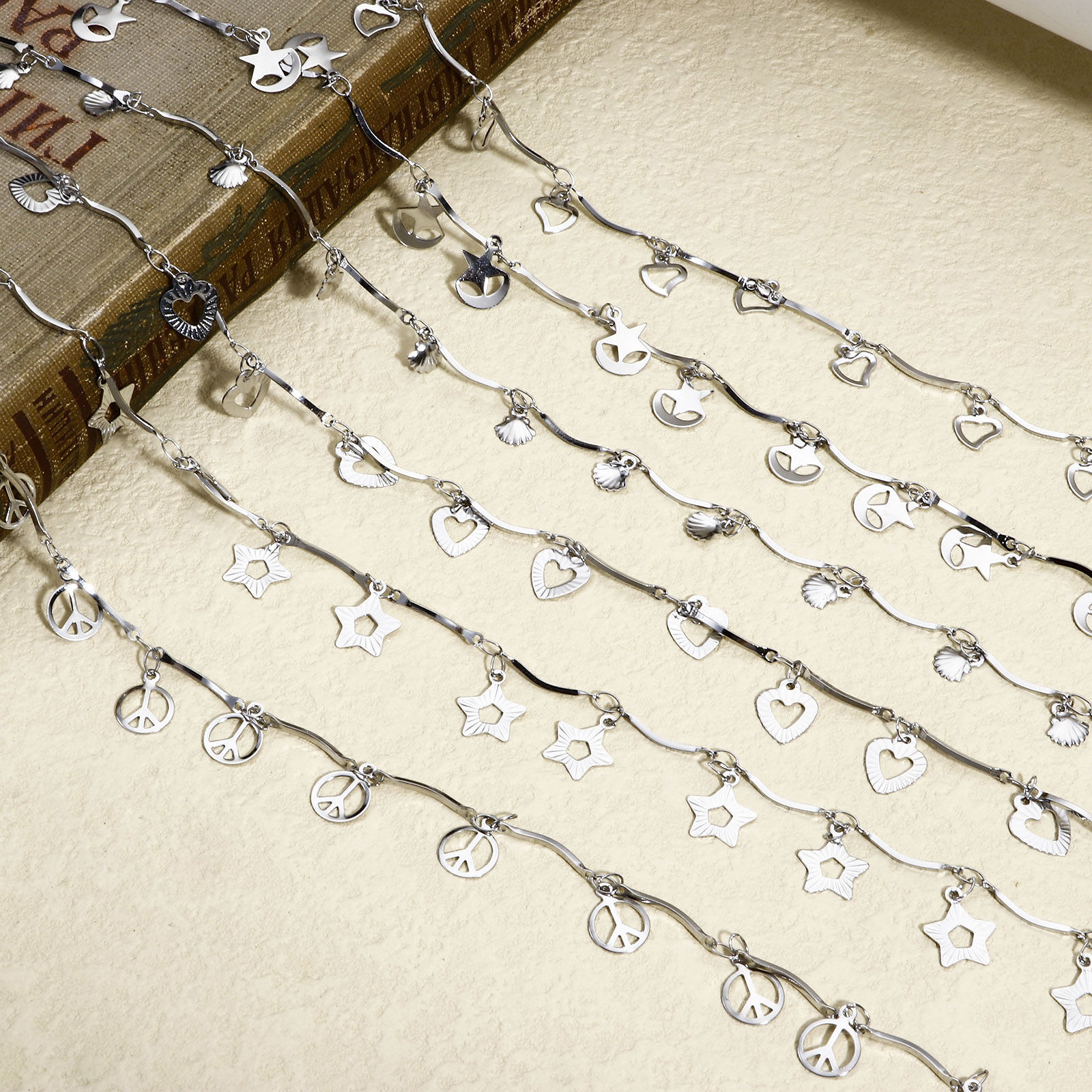 Picture of 304 Stainless Steel With Pendant Link Cable Chain For Handmade DIY Jewelry Making Findings Silver Tone 1.5mm