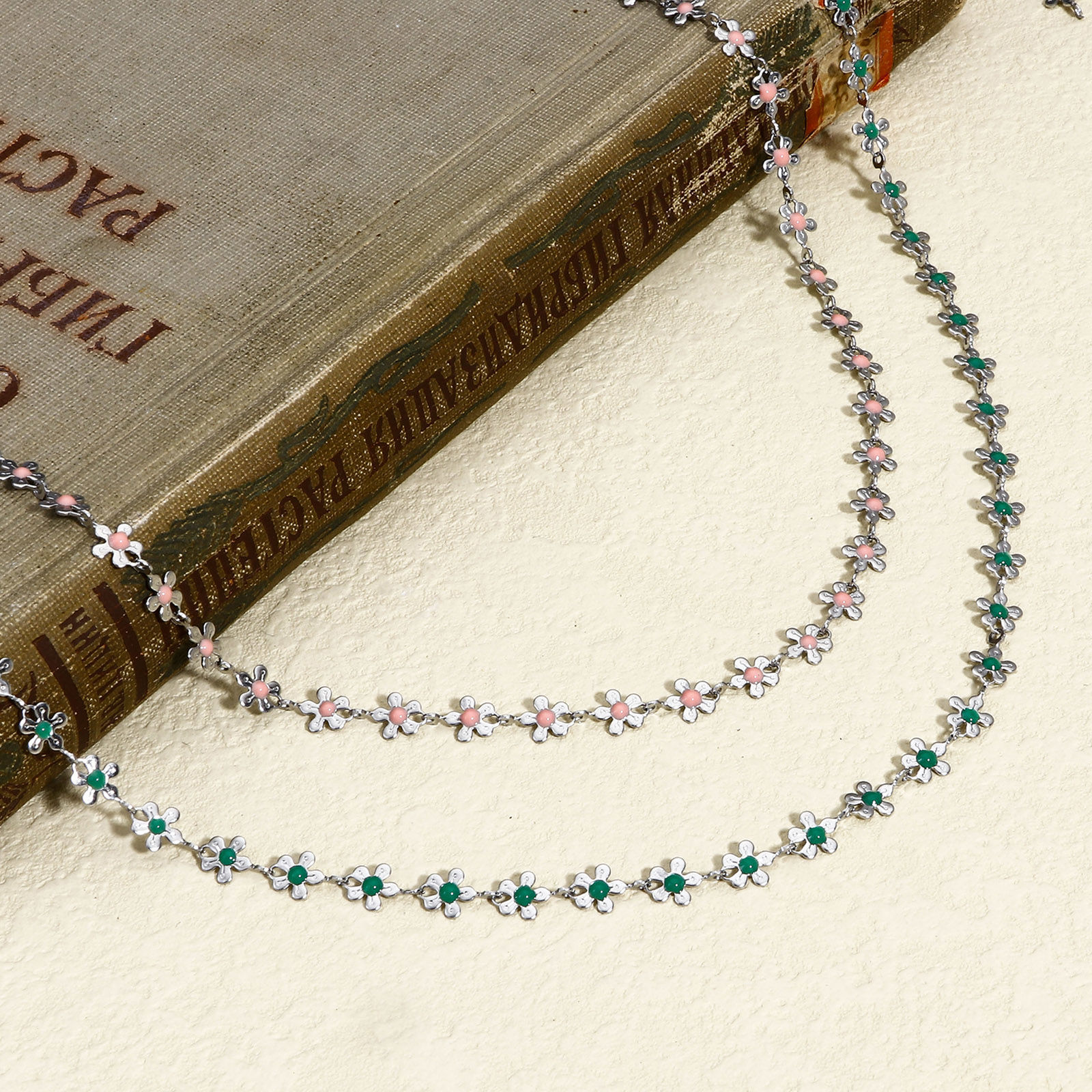 Picture of 304 Stainless Steel Handmade Link Chain For Handmade DIY Jewelry Making Findings Flower Silver Tone 6mm