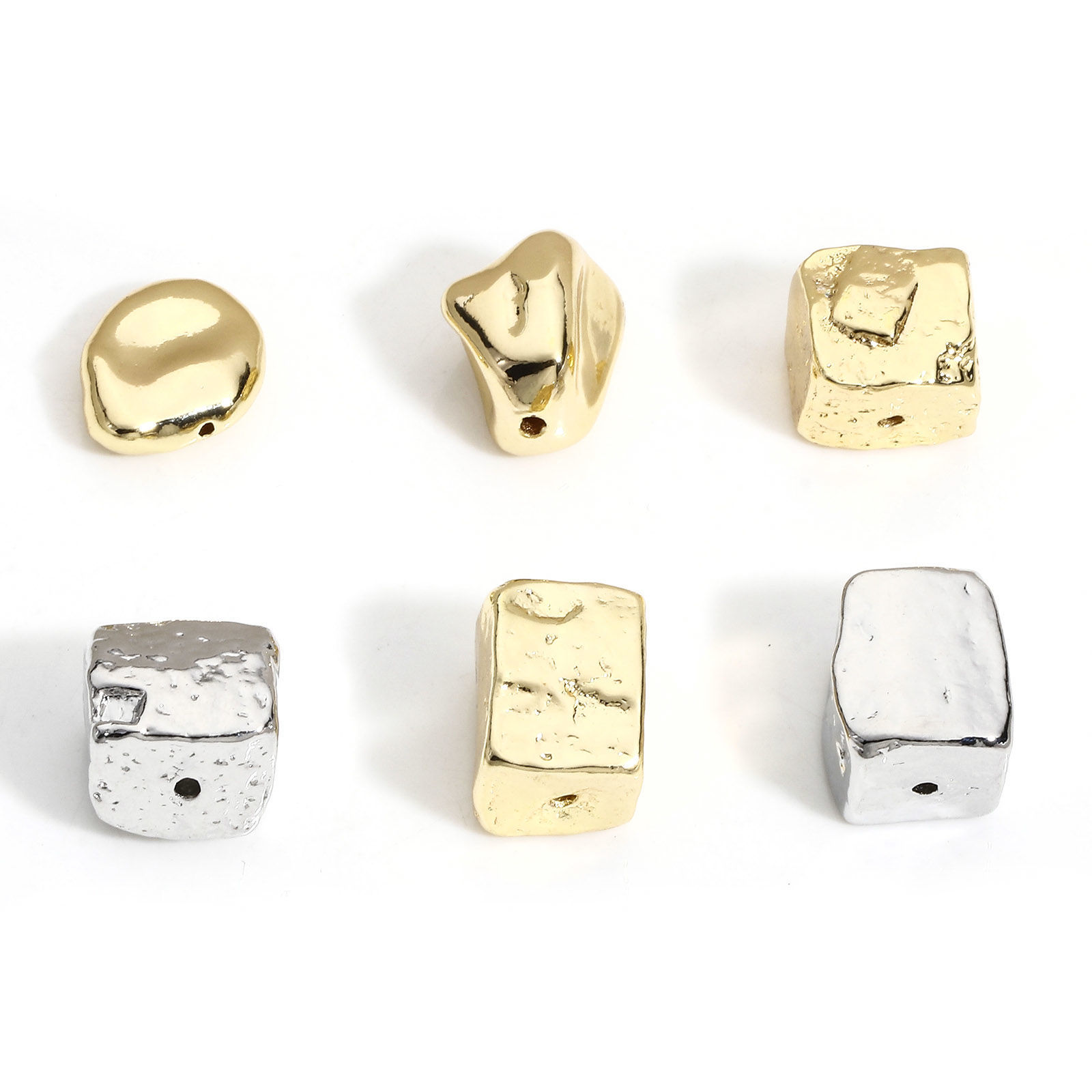 Imagen de 2 Unidades Latón Geométrico Cuentas para la Fabricación de Joyas con Dijes de Bricolaje Oro Real Chapado Irregular Piedra