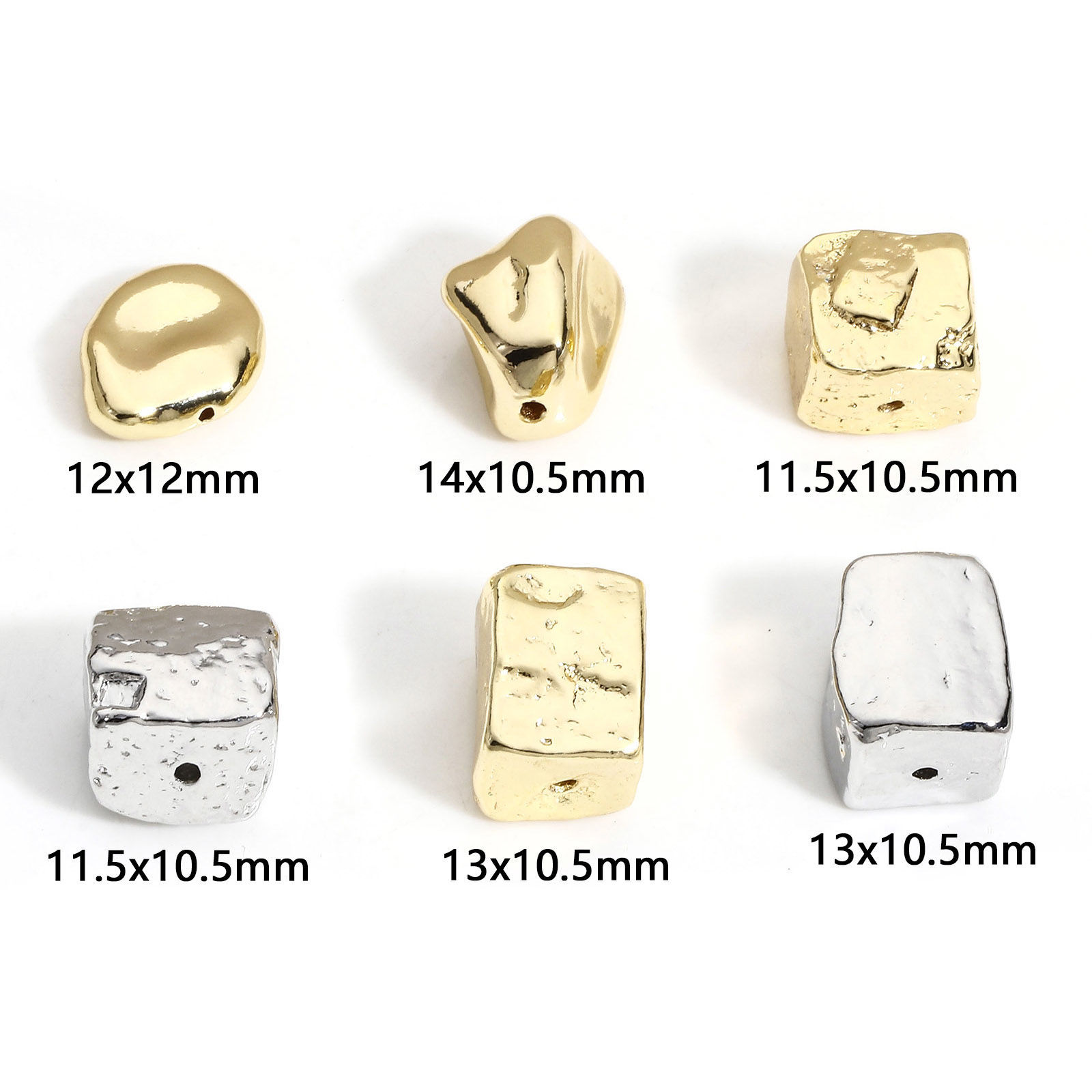 Imagen de 2 Unidades Latón Geométrico Cuentas para la Fabricación de Joyas con Dijes de Bricolaje Oro Real Chapado Irregular Piedra
