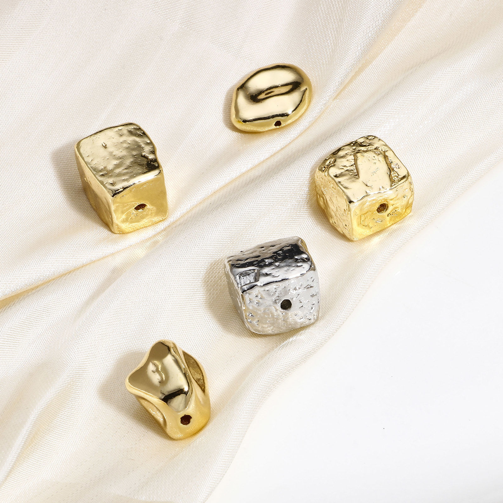 Imagen de 2 Unidades Latón Geométrico Cuentas para la Fabricación de Joyas con Dijes de Bricolaje Oro Real Chapado Irregular Piedra