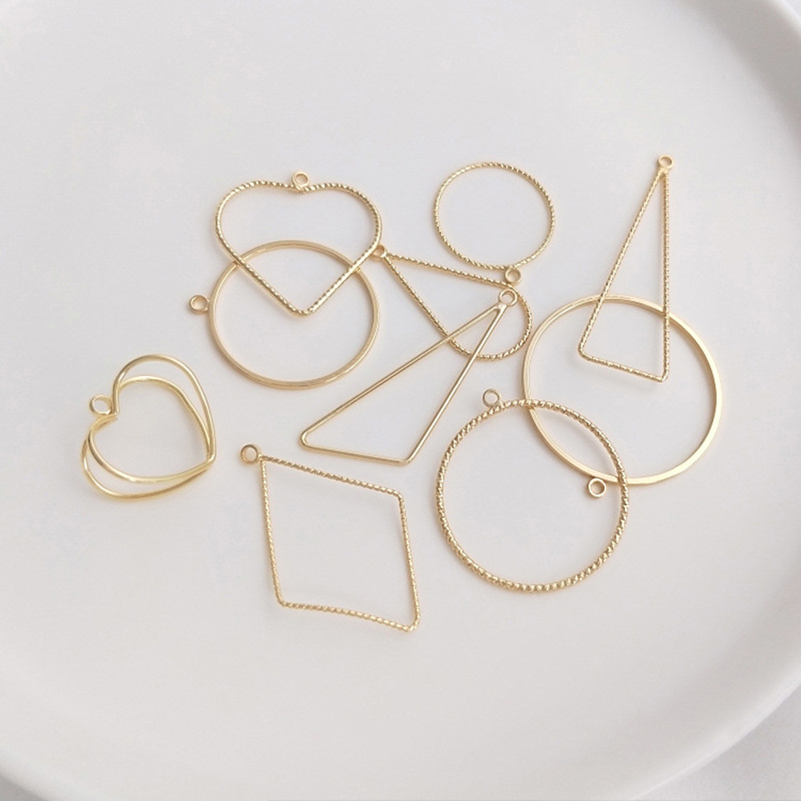 Bild von 2 Stück Messing Geometrisch Lünettenrahmen-Charms-Anhänger 14K Echtgold plattiert