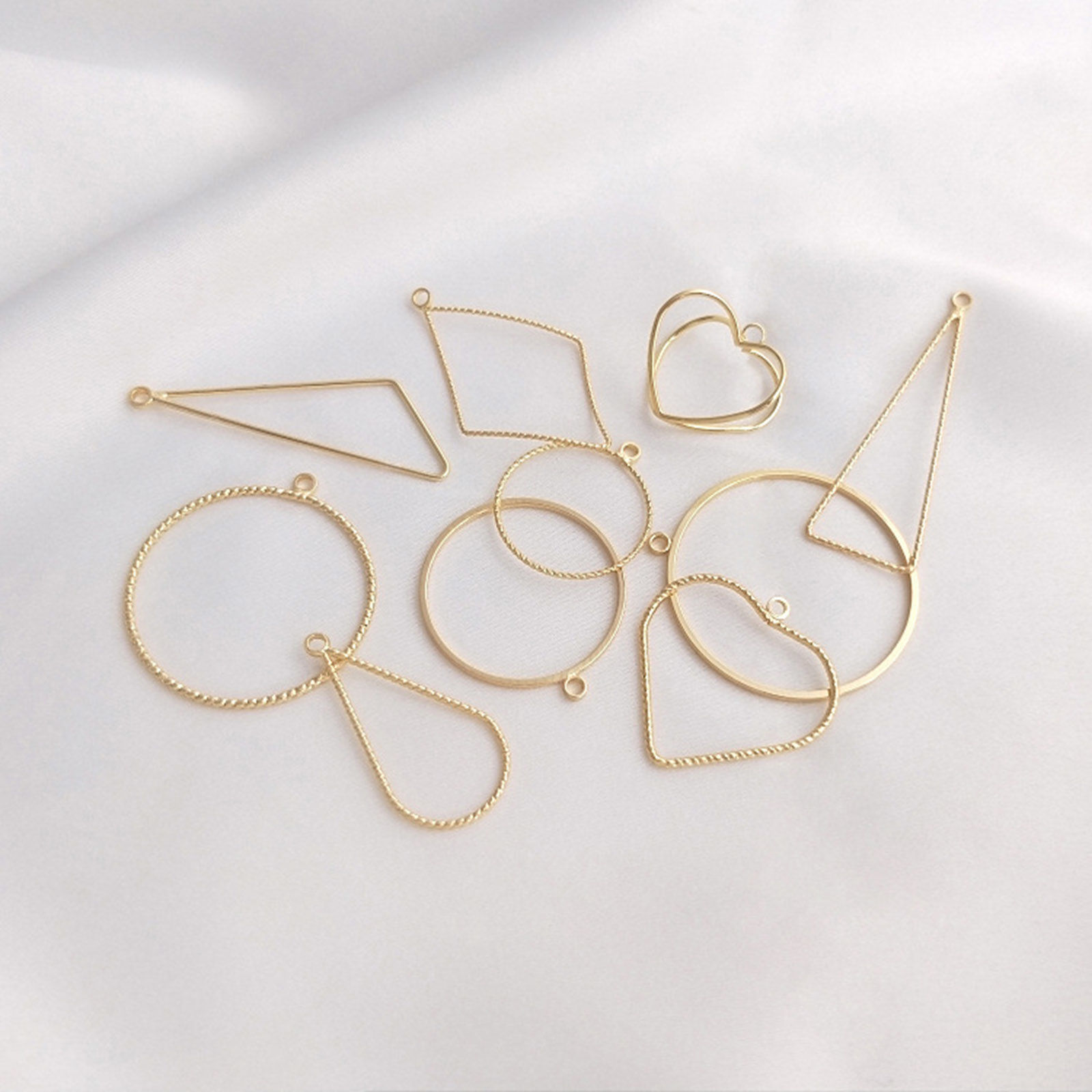 Bild von 2 Stück Messing Geometrisch Lünettenrahmen-Charms-Anhänger 14K Echtgold plattiert