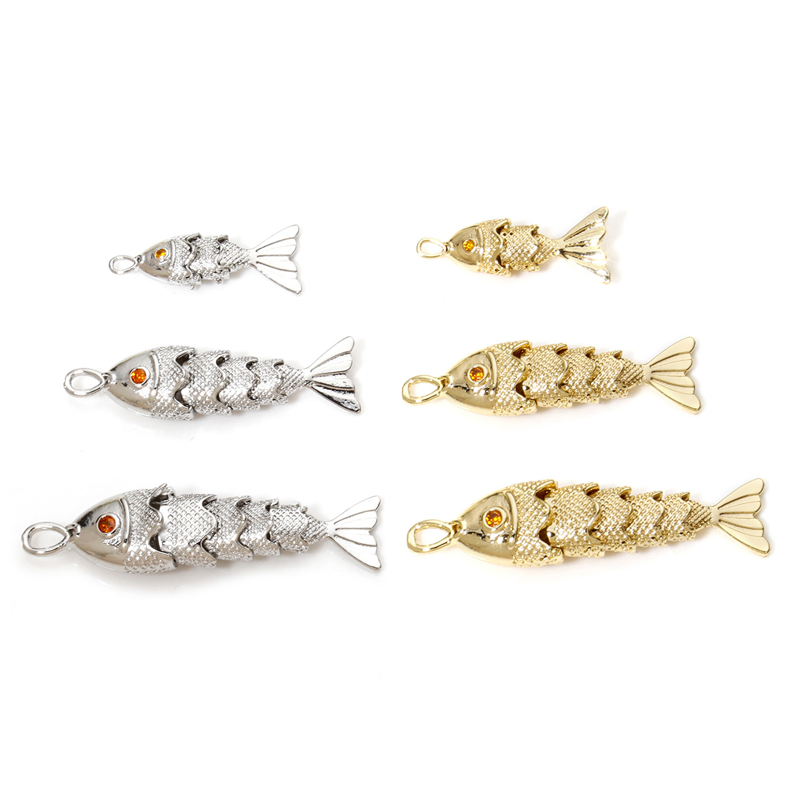 Immagine di 1 Pz Ecologico Ottone Gioielli Oceanici Ciondoli Pendenti Vero Oro Placcato Pesce Mobile Rosso Arancione Cubic Zirconiae