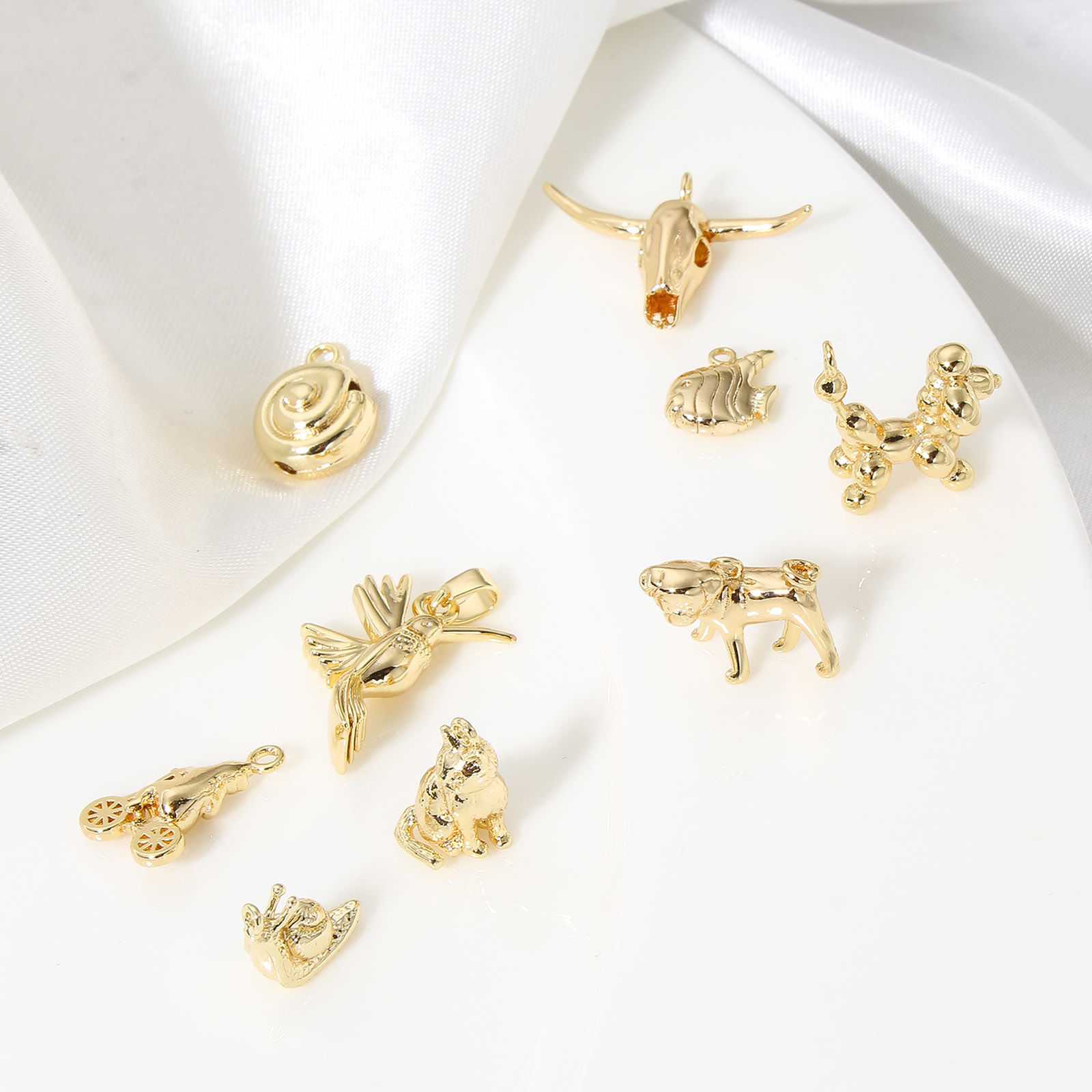 Picture of Brass Charms 18K Real Gold Plated Animal 3D