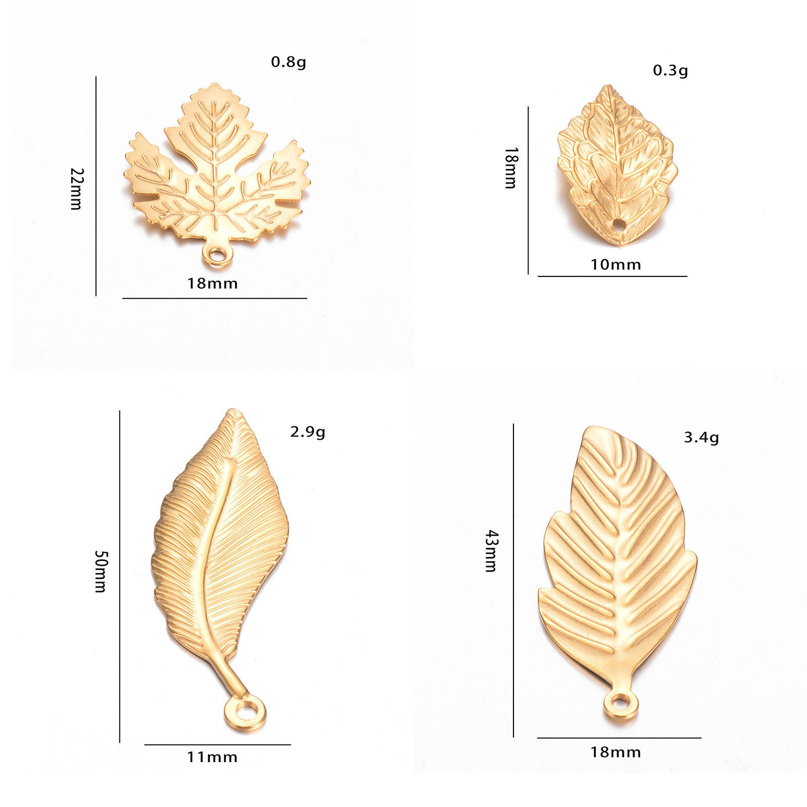 Picture of 304 Stainless Steel Pastoral Style Charms Gold Plated Leaf