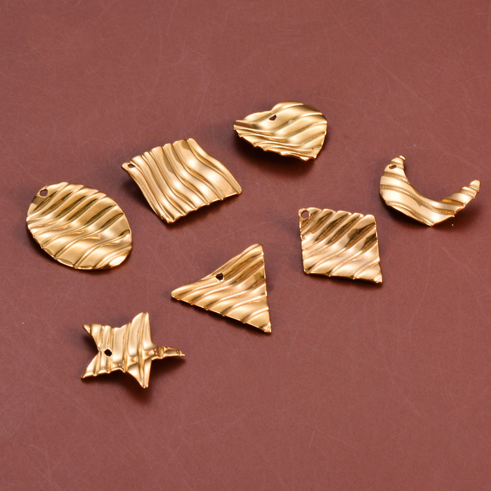 Picture of 304 Stainless Steel Simple Charms Silver Tone Wave Geometric