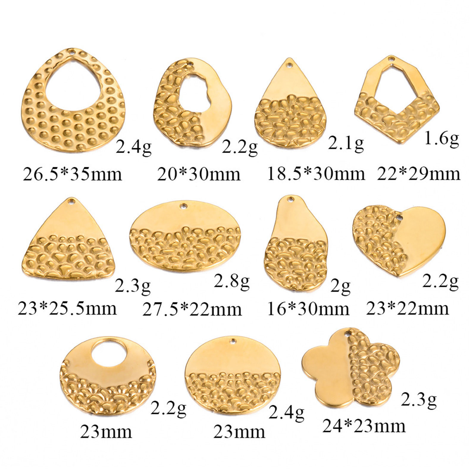 Image de 1 Pièce Breloques en 304 Acier Inoxydable Martelage Fleur Multicolore Gaufrage