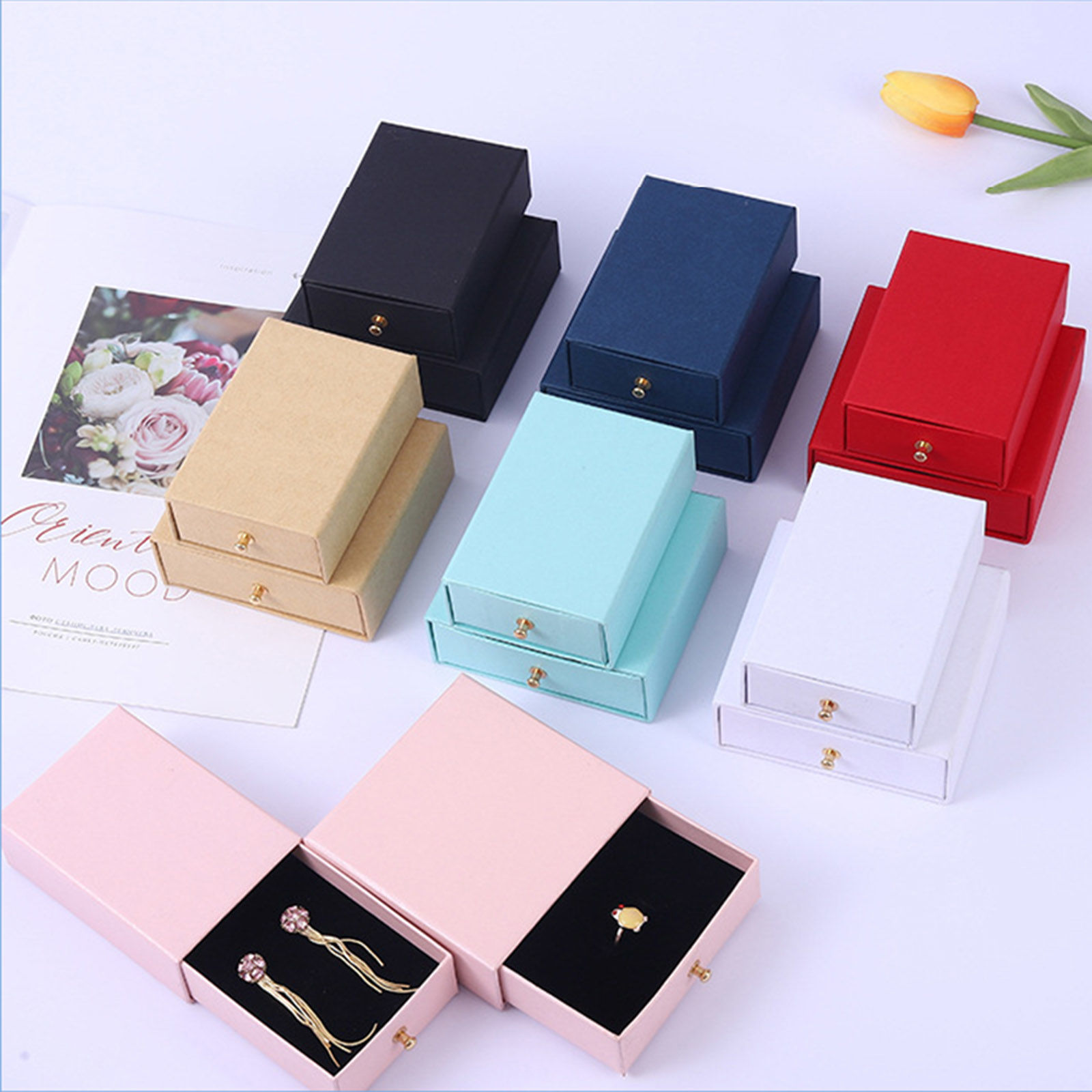 Imagen de 1 Unidad Papel de Marrón Kraft Joyero para Collar, Pulsera, Anillo, Embalaje de Exhibición de Regalo Multicolor