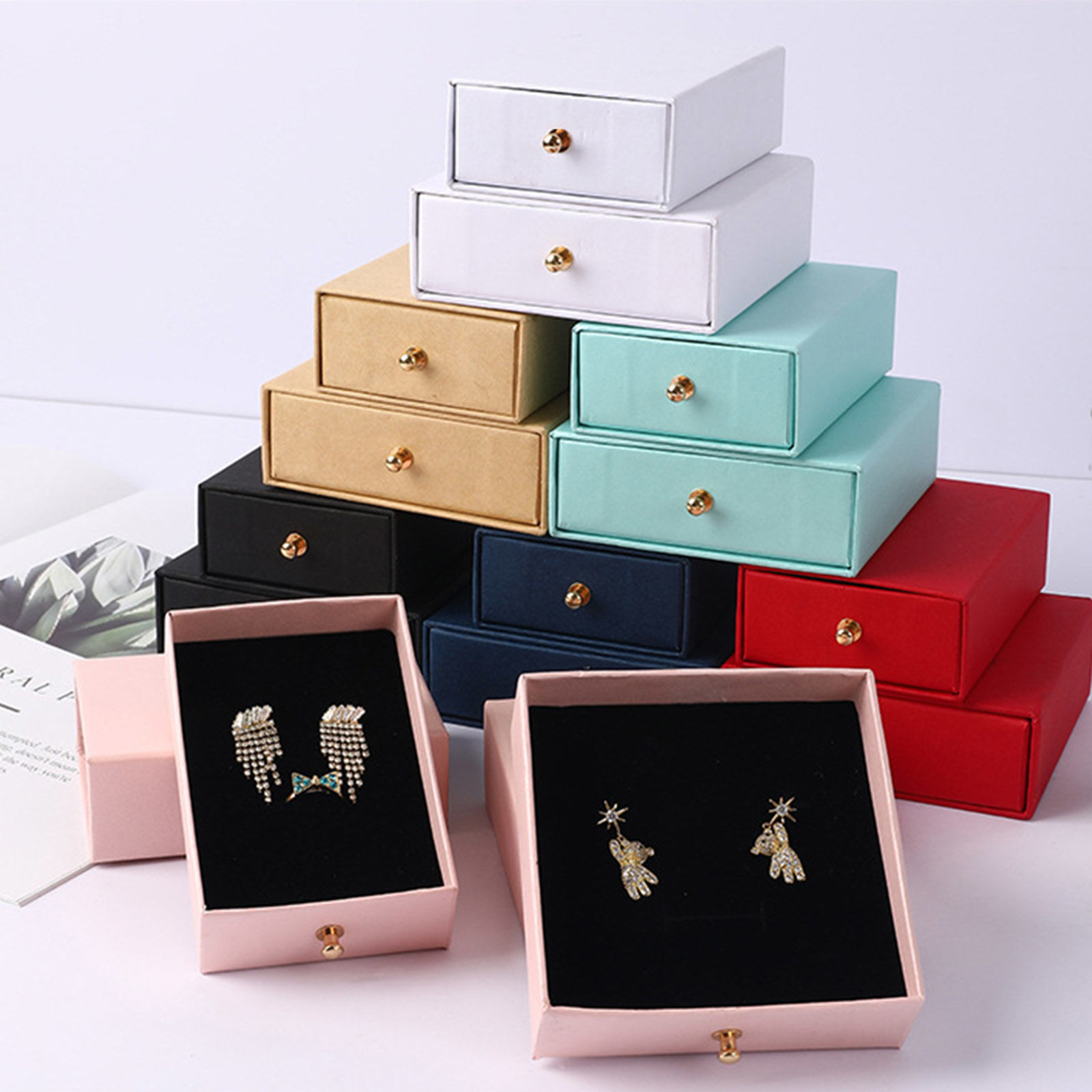 Imagen de 1 Unidad Papel de Marrón Kraft Joyero para Collar, Pulsera, Anillo, Embalaje de Exhibición de Regalo Multicolor