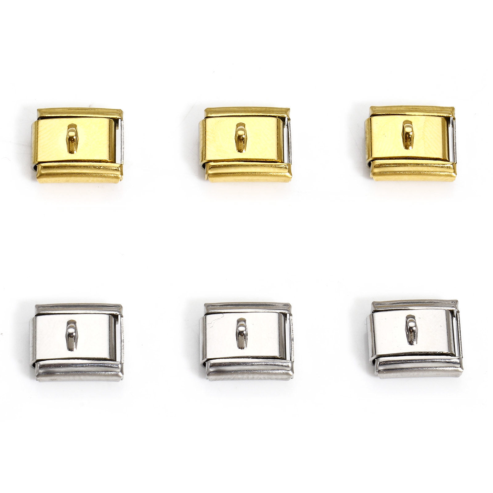 Immagine di 10 Pz 304 Acciaio Inossidabile Bracciale con Charm Italiano a Maglie, Creazione di Gioielli Fai-da-te Rettangolo Con Loop 10mm x 9mm