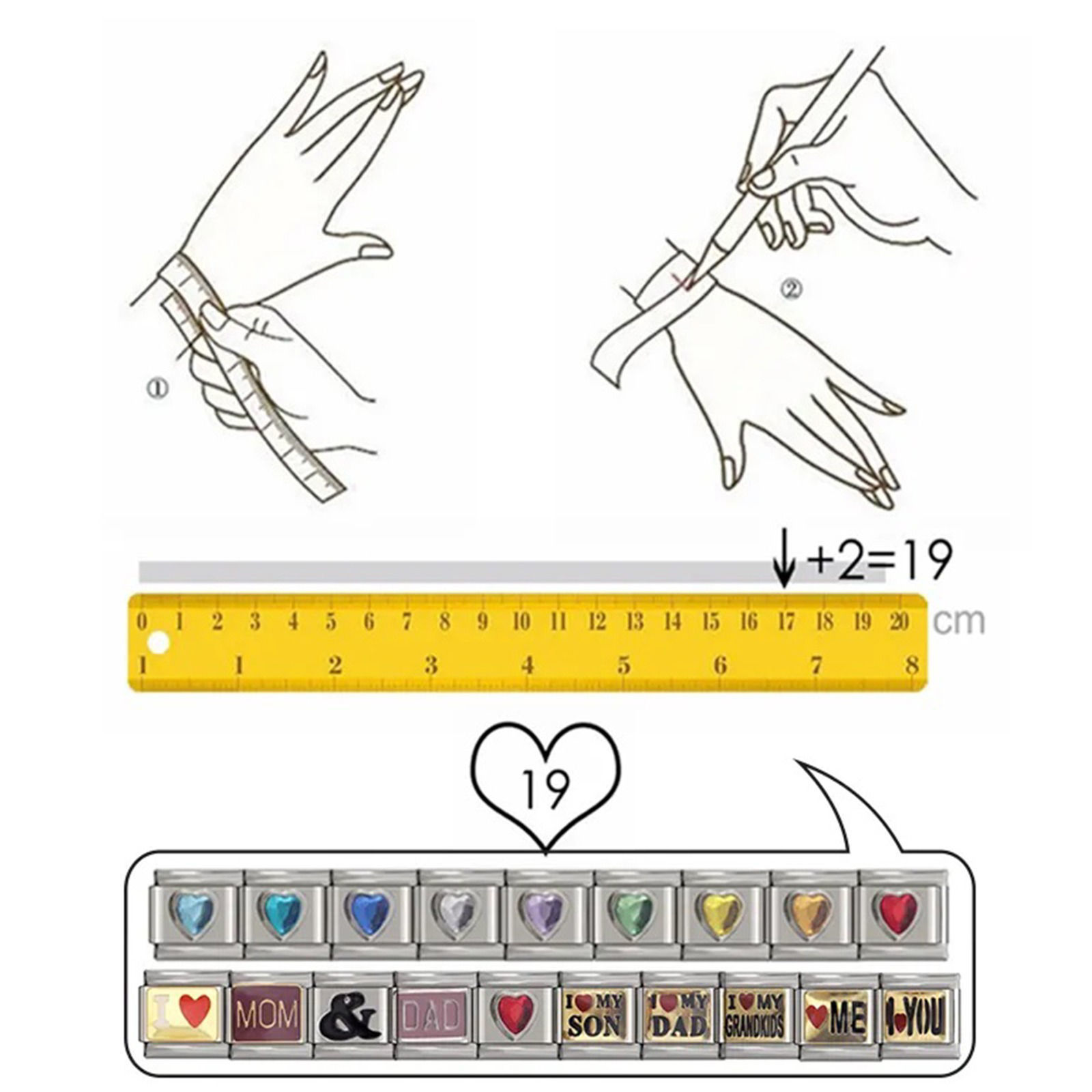 Immagine di 10 Pz 304 Acciaio Inossidabile Bracciale con Charm Italiano a Maglie, Creazione di Gioielli Fai-da-te Rettangolo Con Loop 10mm x 9mm