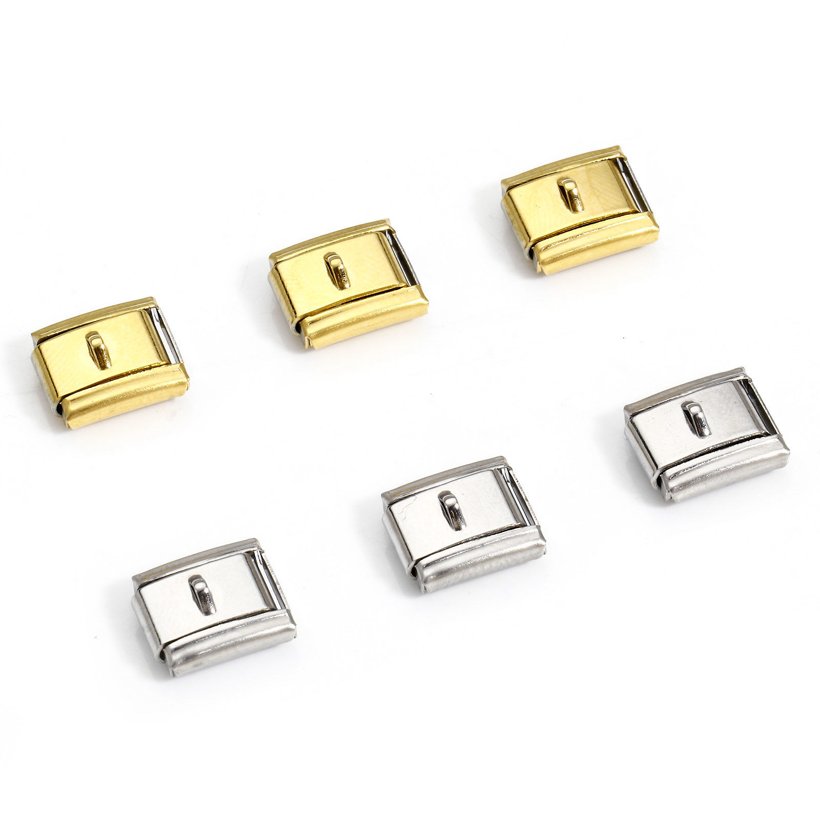Immagine di 10 Pz 304 Acciaio Inossidabile Bracciale con Charm Italiano a Maglie, Creazione di Gioielli Fai-da-te Rettangolo Con Loop 10mm x 9mm