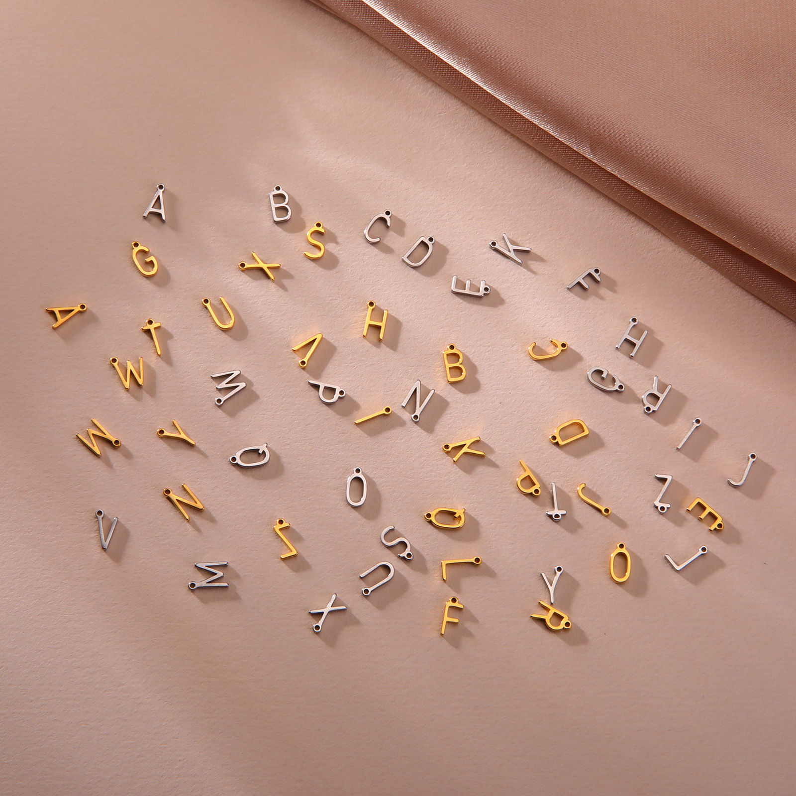 Picture of 304 Stainless Steel Mini Charms Multicolor Initial Alphabet/ Capital Letter Message " A-Z "