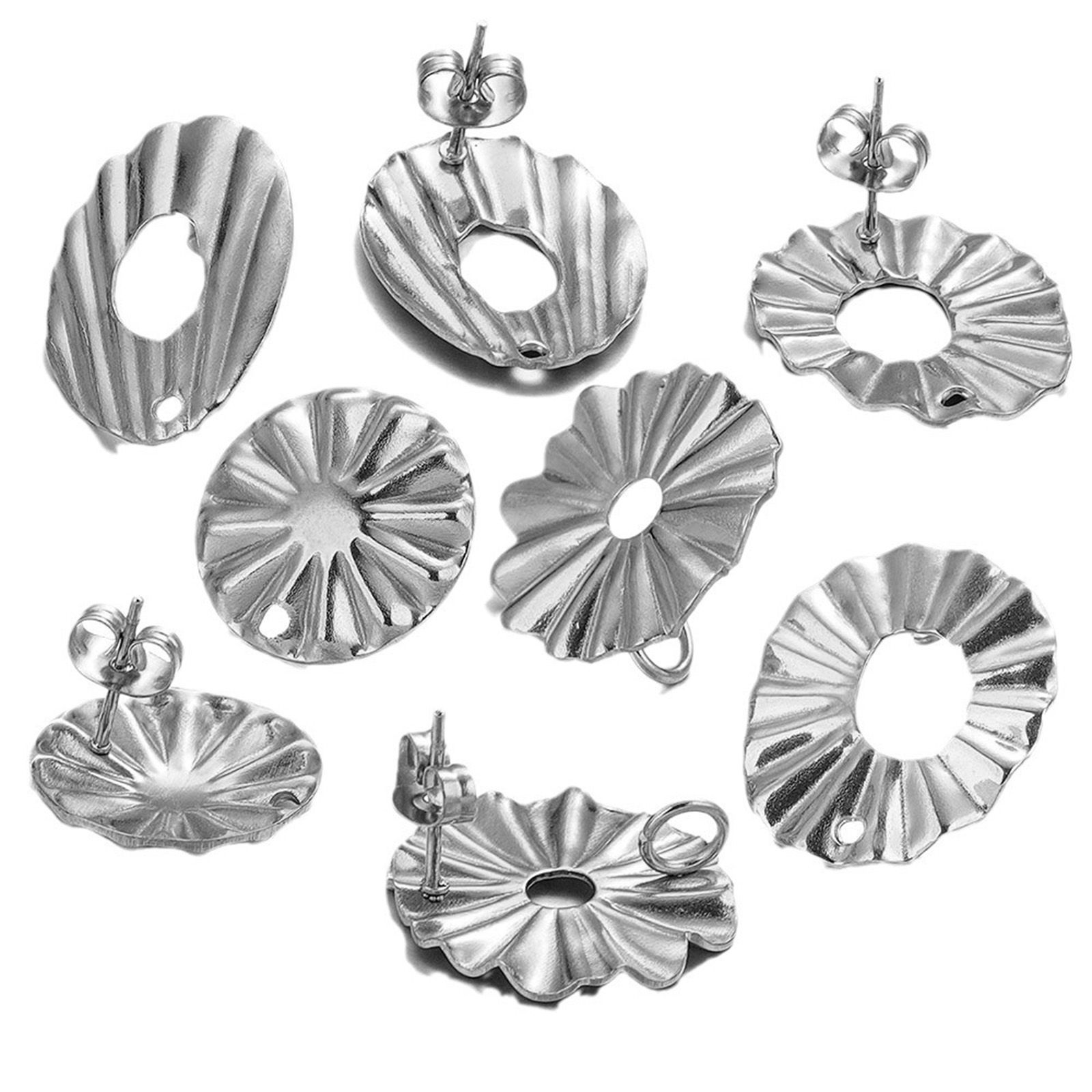 Imagen de 10 Unidades 304 Acero Inoxidable Arete de Poste de Oreja con Accesorios de Conector de Bucle Geométrico Realce Con Tapones Post/ Wire Size: (20 gauge)