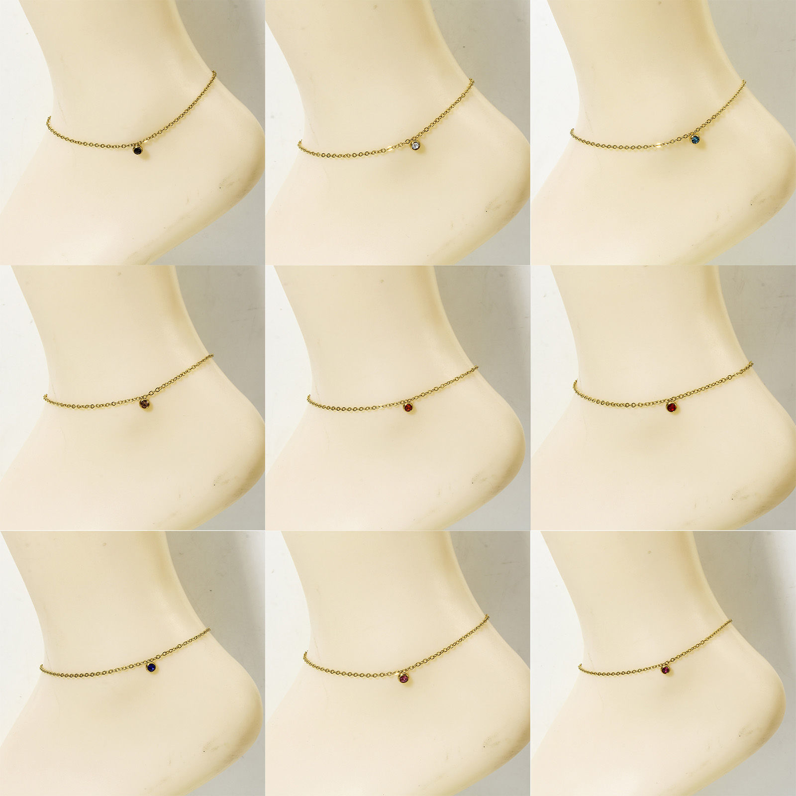 Picture of 1 Piece Vacuum Plating 304 Stainless Steel Link Cable Chain Anklet 18K Gold Plated Round 22cm(8 5/8") long
