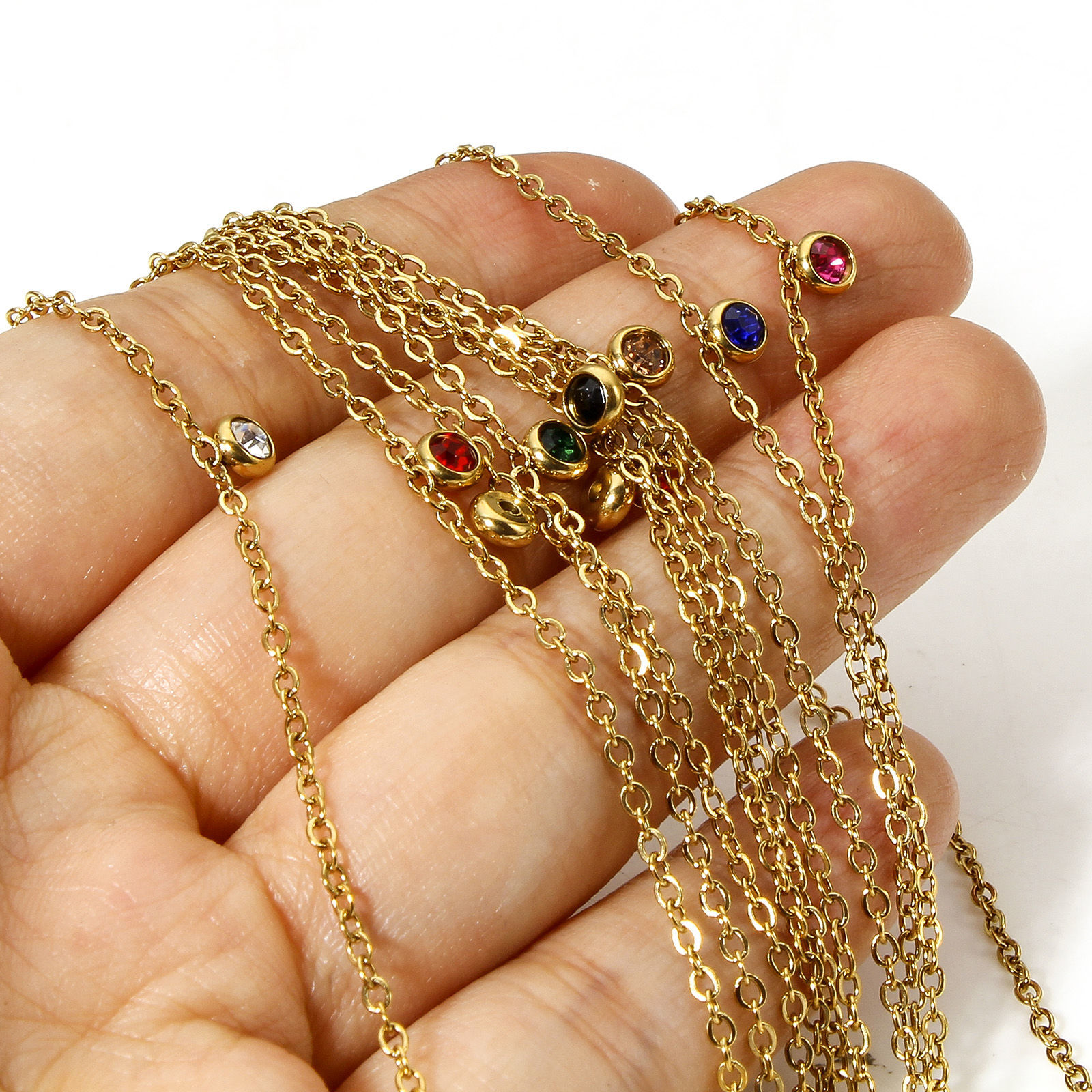 Picture of 1 Piece Vacuum Plating 304 Stainless Steel Link Cable Chain Anklet 18K Gold Plated Round 22cm(8 5/8") long