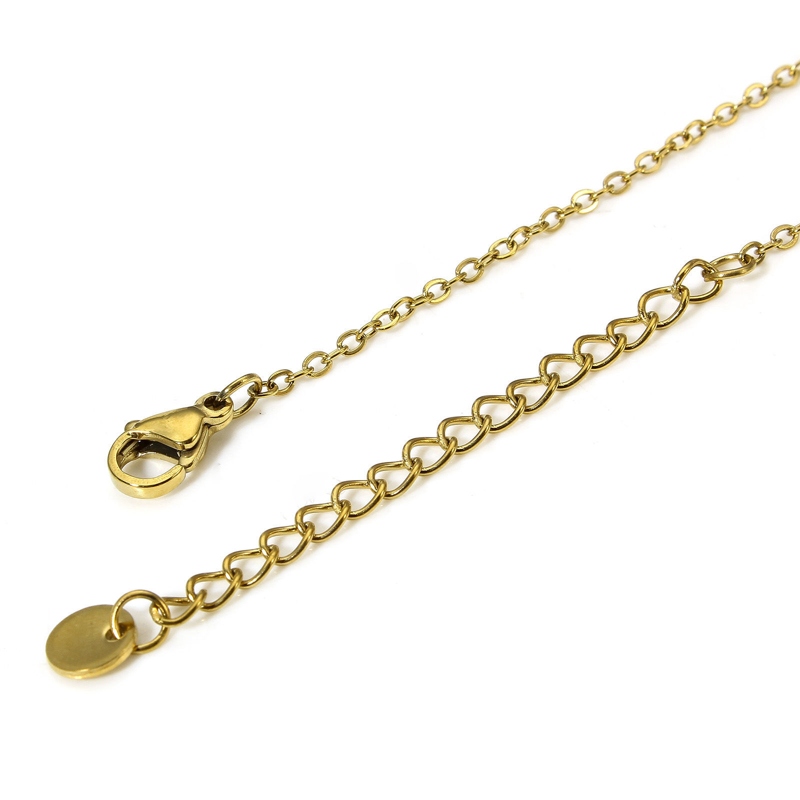 Picture of 1 Piece Vacuum Plating 304 Stainless Steel Link Cable Chain Anklet 18K Gold Plated Round 22cm(8 5/8") long