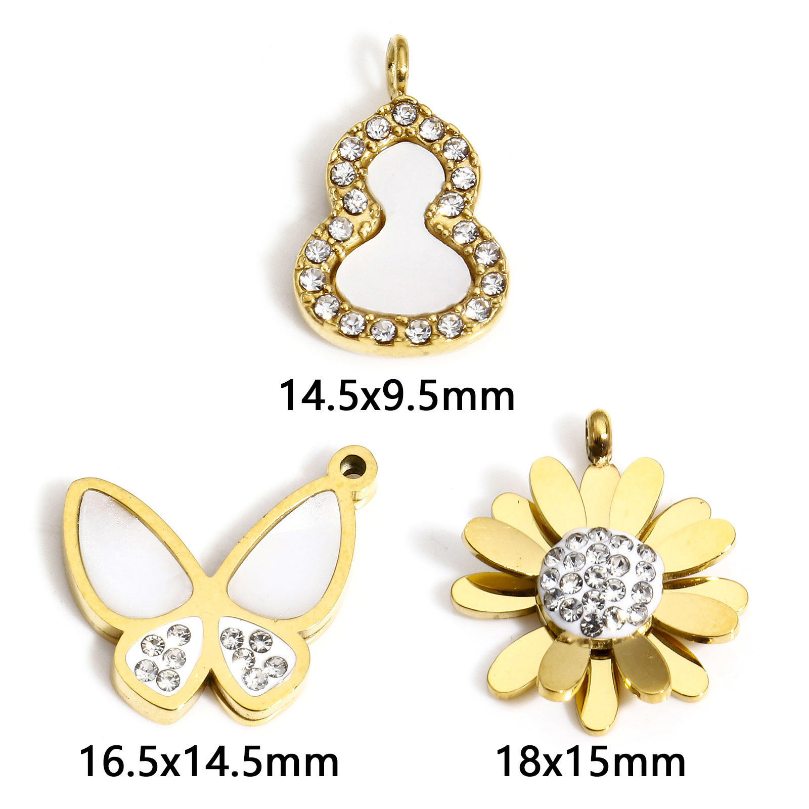 Picture of Eco-friendly Vacuum Plating 304 Stainless Steel Stylish Charms Gold Plated Calabash Imitation Shell Clear Cubic Zirconia