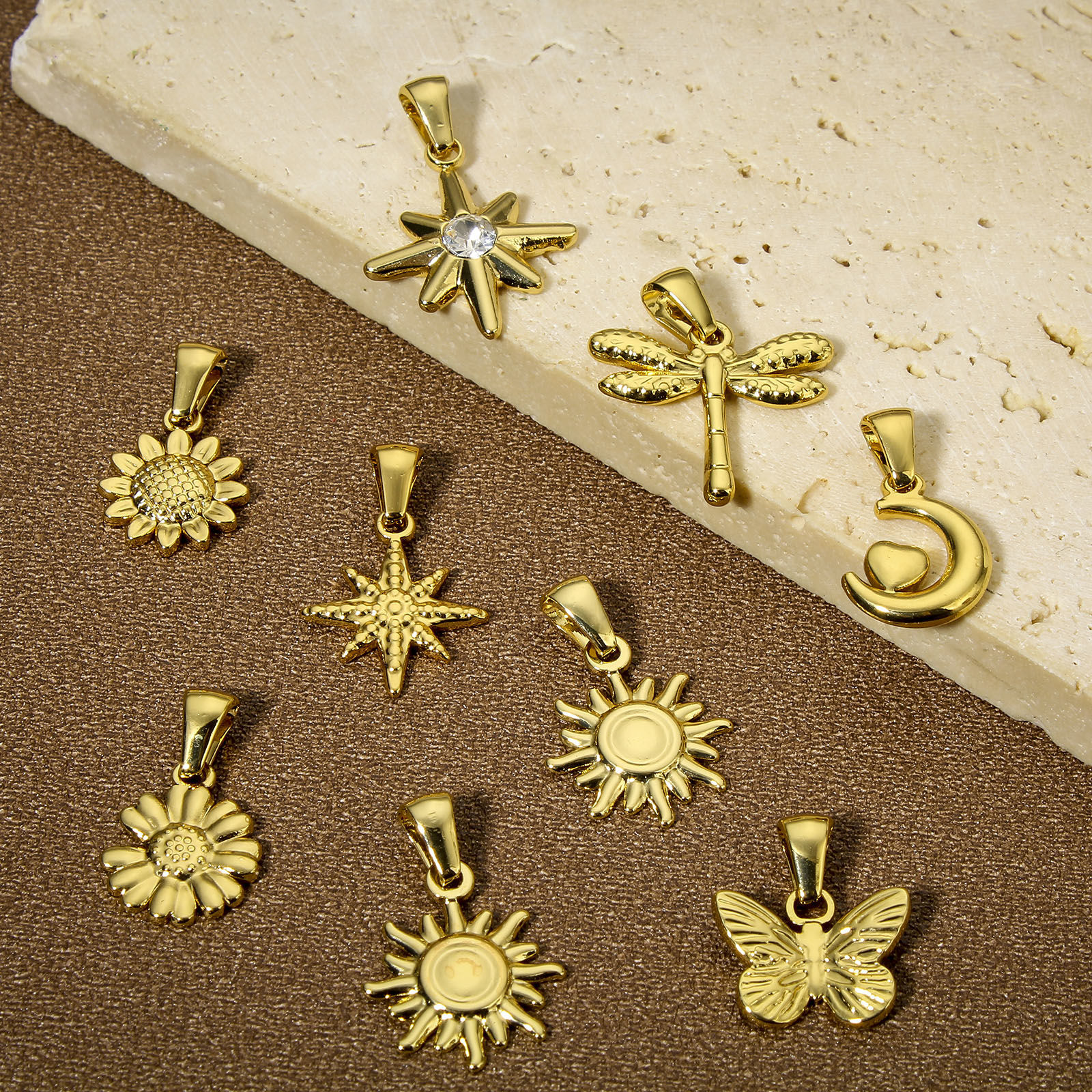 Picture of Vacuum Plating 304 Stainless Steel Charm Pendant 18K Gold Plated