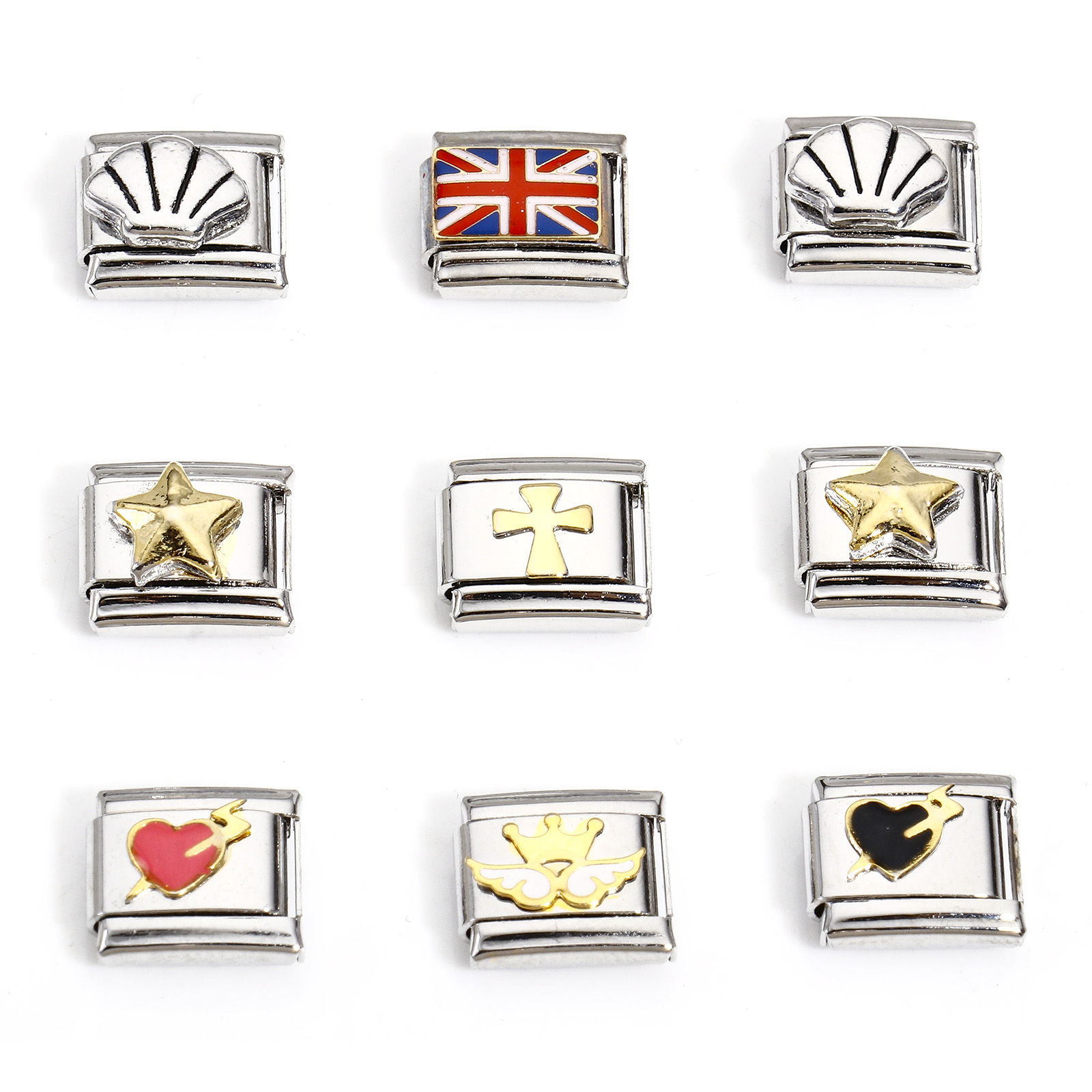 Image de 1 Pièce Bracelet à Maillons Breloques Italiens Accessories de Fabrication de Bracelets Bijoux DIY en 304 Acier Inoxydable Argent Mat Rectangle 10mm x 9mm