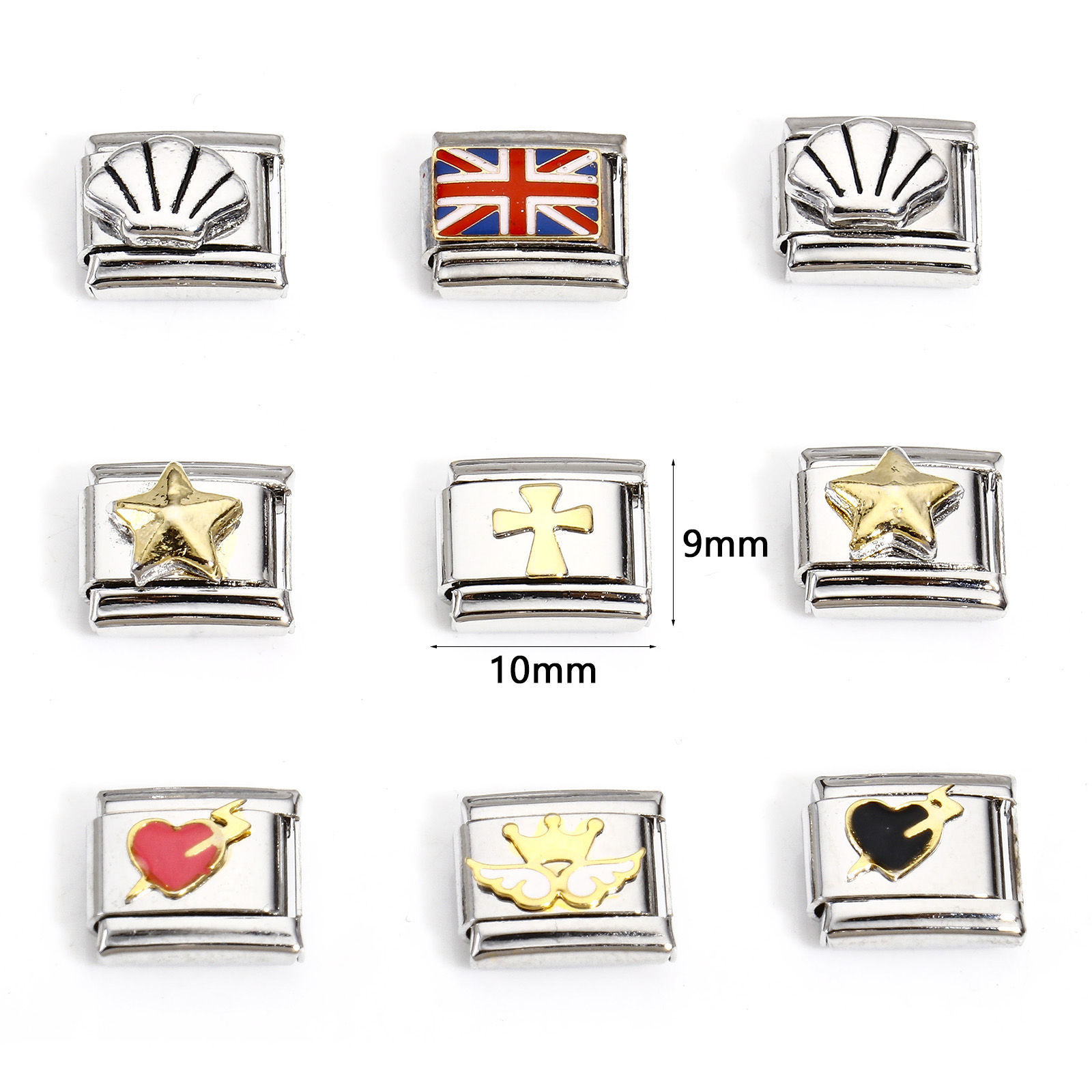 Image de 1 Pièce Bracelet à Maillons Breloques Italiens Accessories de Fabrication de Bracelets Bijoux DIY en 304 Acier Inoxydable Argent Mat Rectangle 10mm x 9mm