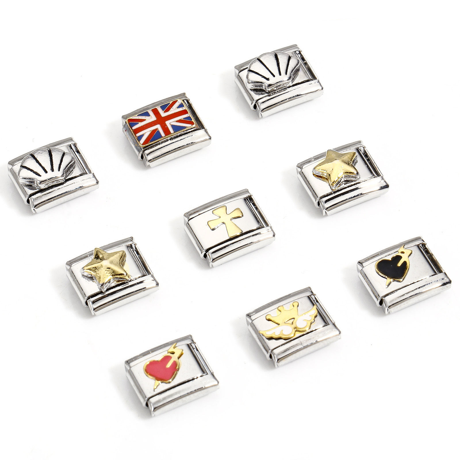 Image de 1 Pièce Bracelet à Maillons Breloques Italiens Accessories de Fabrication de Bracelets Bijoux DIY en 304 Acier Inoxydable Argent Mat Rectangle 10mm x 9mm