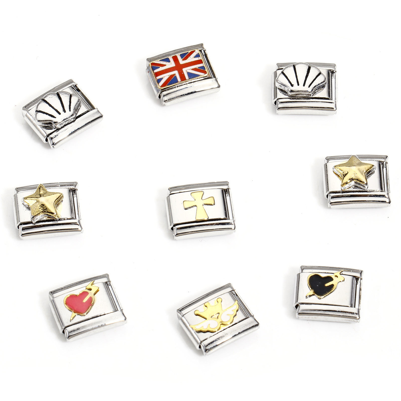 Image de 1 Pièce Bracelet à Maillons Breloques Italiens Accessories de Fabrication de Bracelets Bijoux DIY en 304 Acier Inoxydable Argent Mat Rectangle 10mm x 9mm
