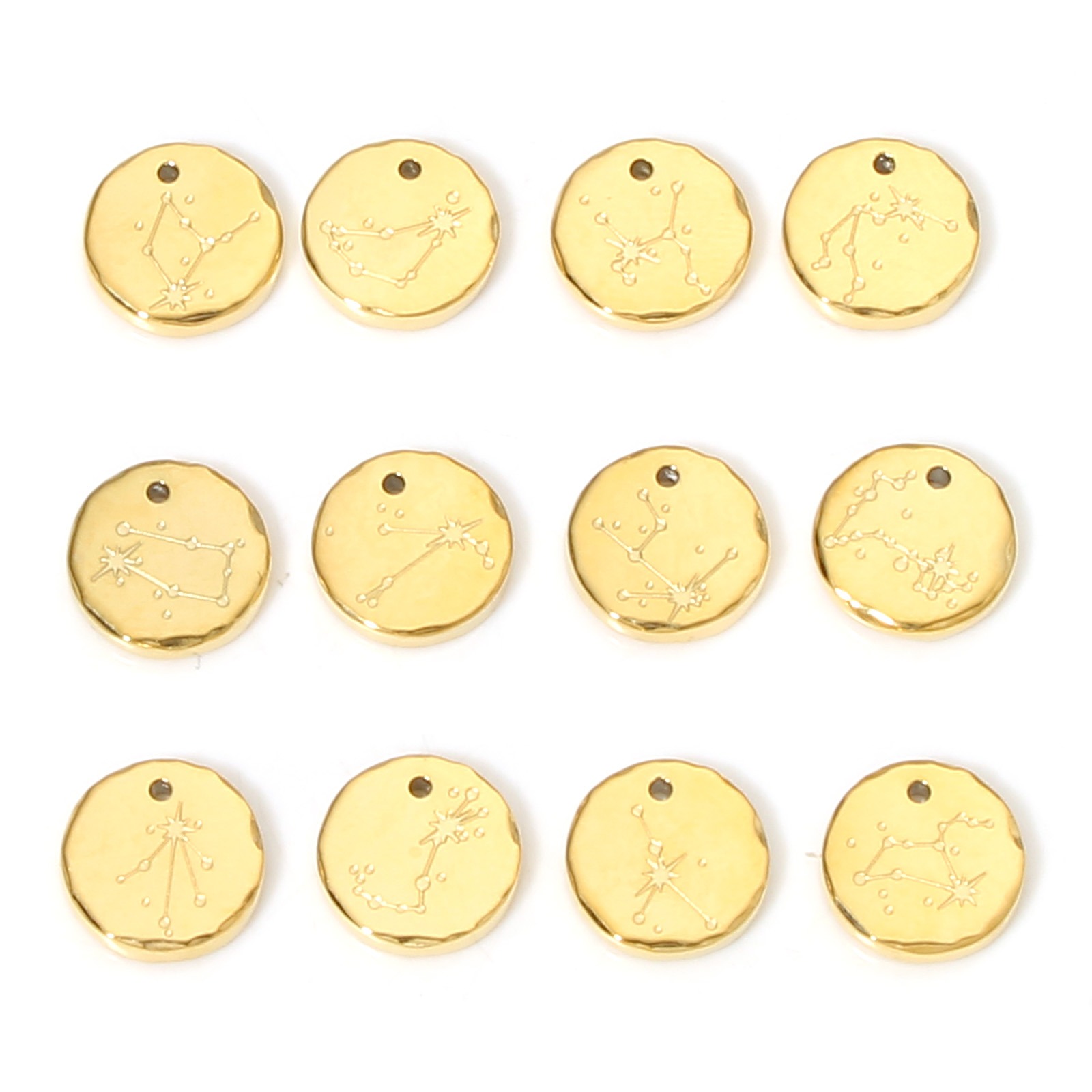 Bild von 1 Stück Umweltfreundliche Vakuumbeschichtung 304 Edelstahl Stilvoll Charms Rund Vergoldet Sternbild