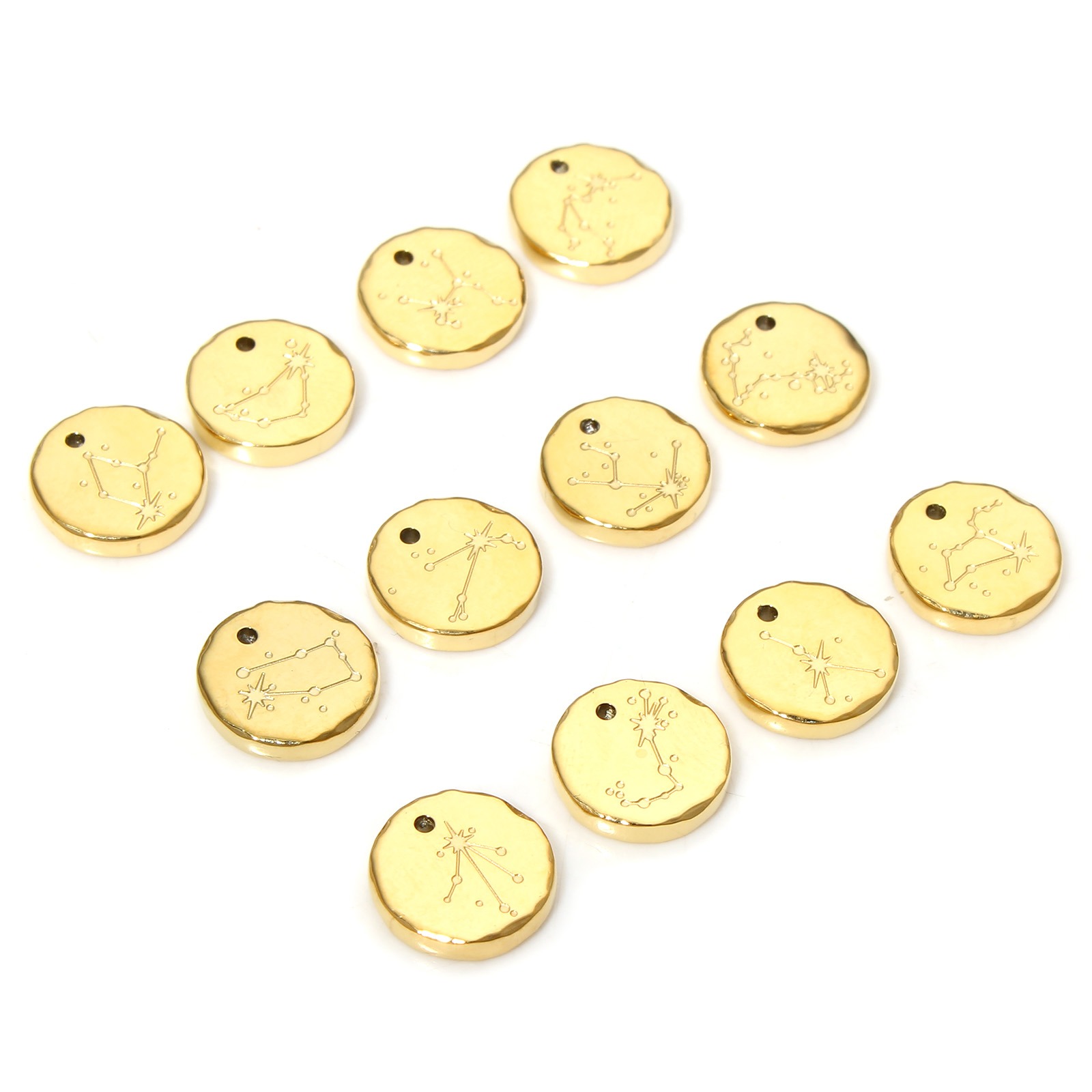 Bild von 1 Stück Umweltfreundliche Vakuumbeschichtung 304 Edelstahl Stilvoll Charms Rund Vergoldet Sternbild