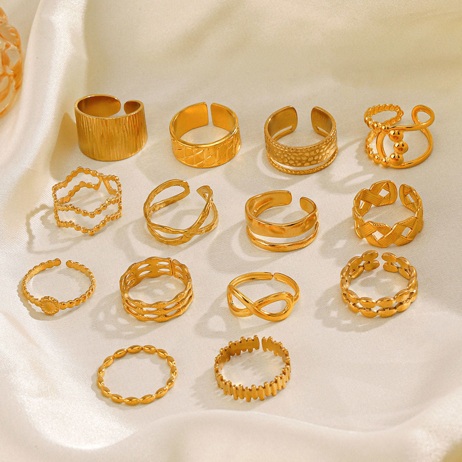 Picture of Eco-friendly Stylish Ins Style 18K Gold Plated 304 Stainless Steel Open Round Rings For Women Party