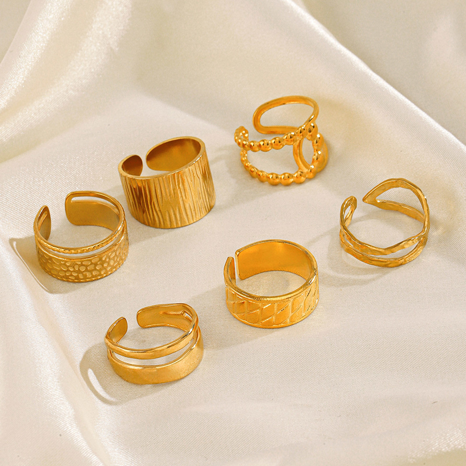 Picture of Eco-friendly Stylish Ins Style 18K Gold Plated 304 Stainless Steel Open Round Rings For Women Party
