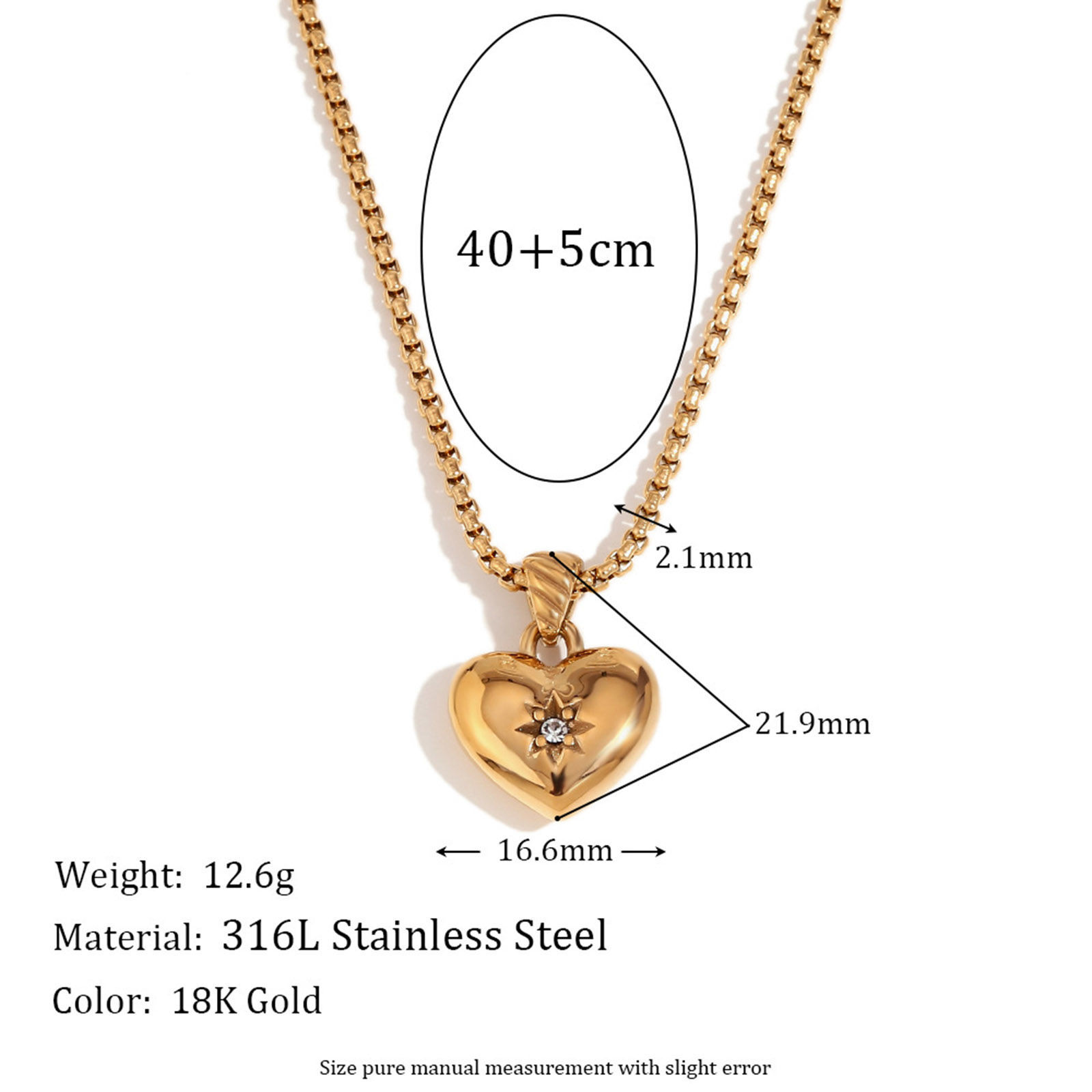 Imagen de 1 Unidad Enchapado al Vacío Ecológico Retro día de San Valentín Oro Real Chapado 316 Acero Inoxidable Link Curb Chain Corazón Estrella Collar con Colgante Para Mujeres Día de San Valentín