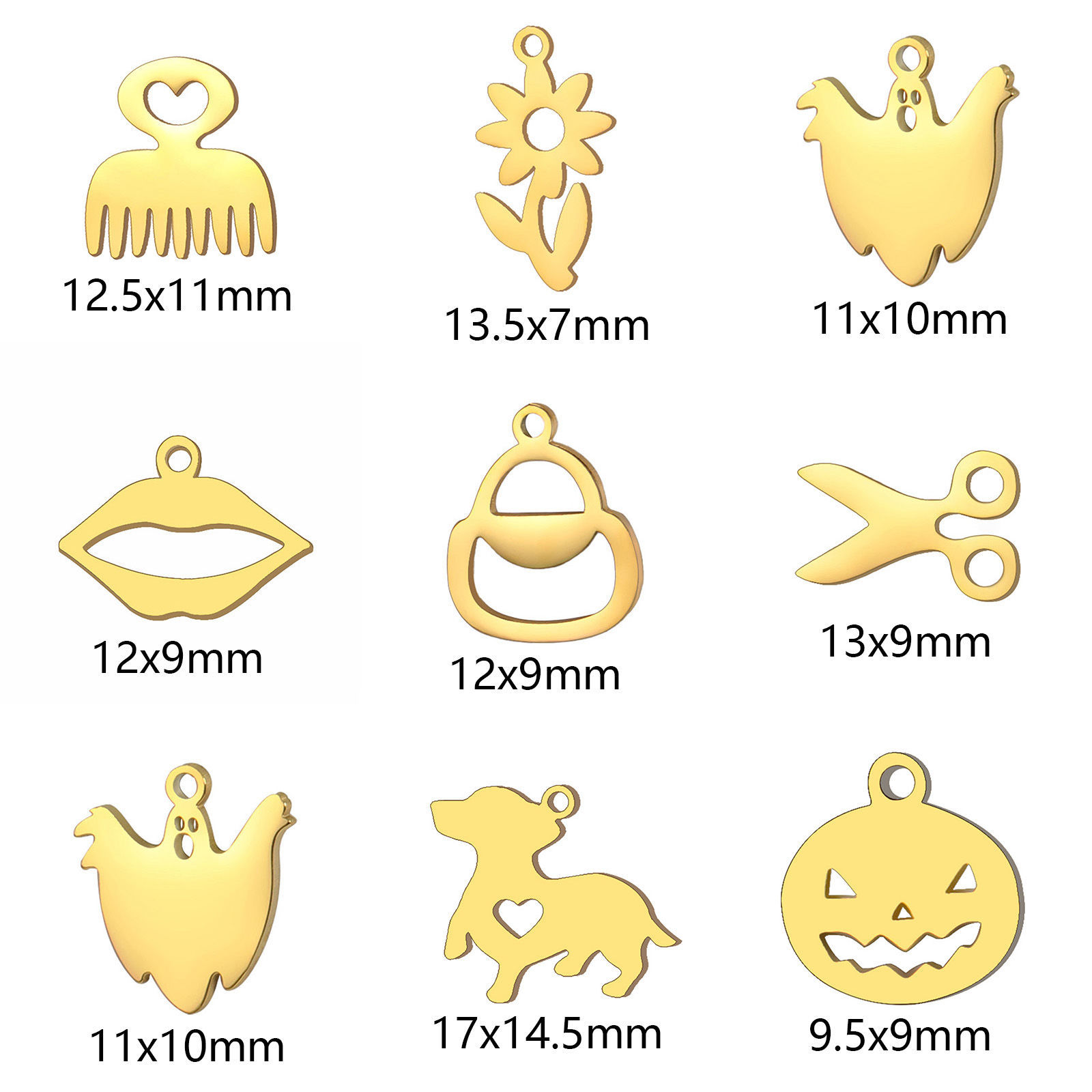 Bild von 5 Stück 304 Edelstahl Mini Charms Hohl
