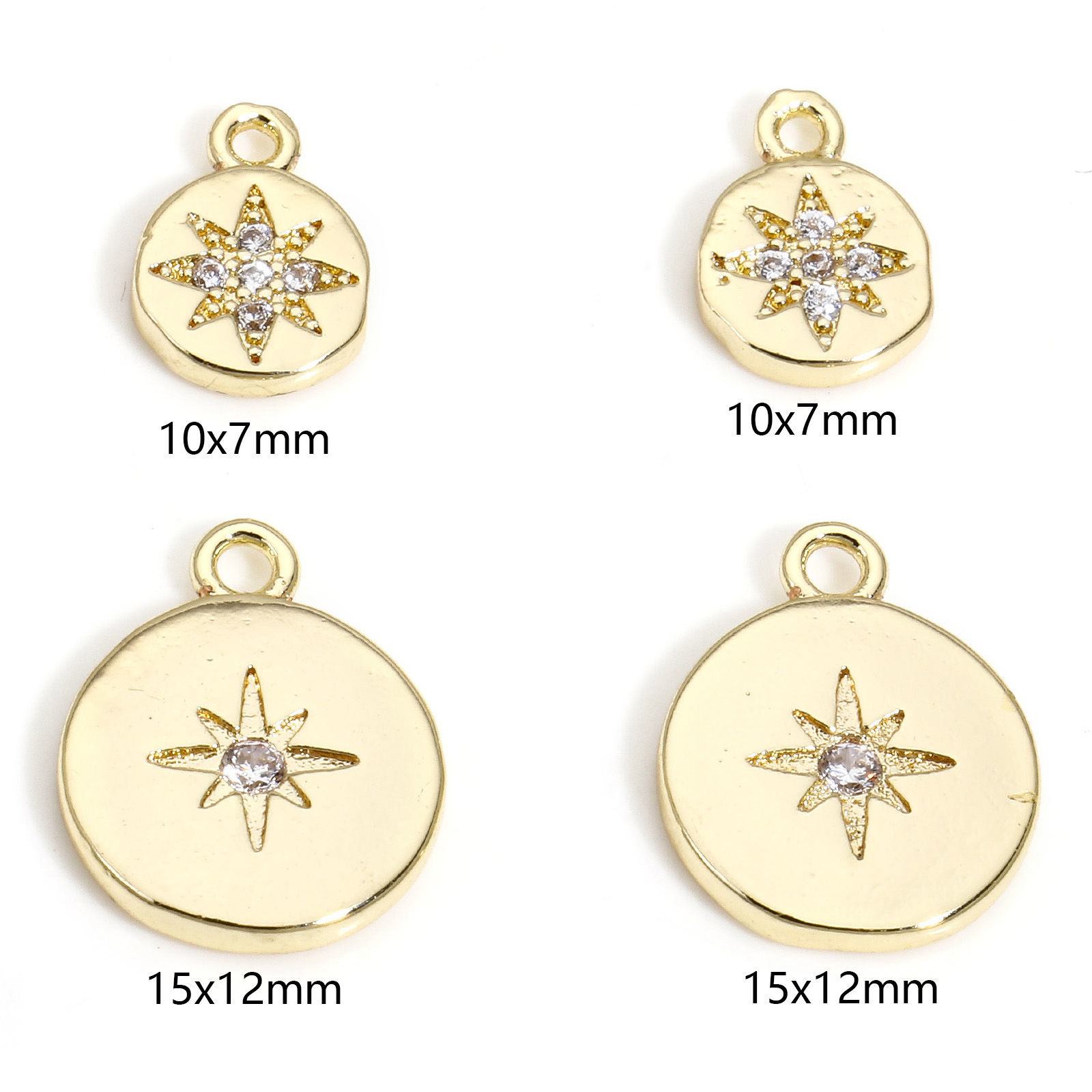 Изображение 1 ШТ Латунь галактика Подвески Круглые 14K настоящее золото с покрытием Звезда Бижутерия усыпанная мелким фианит Прозрачный Искусственный Циркон