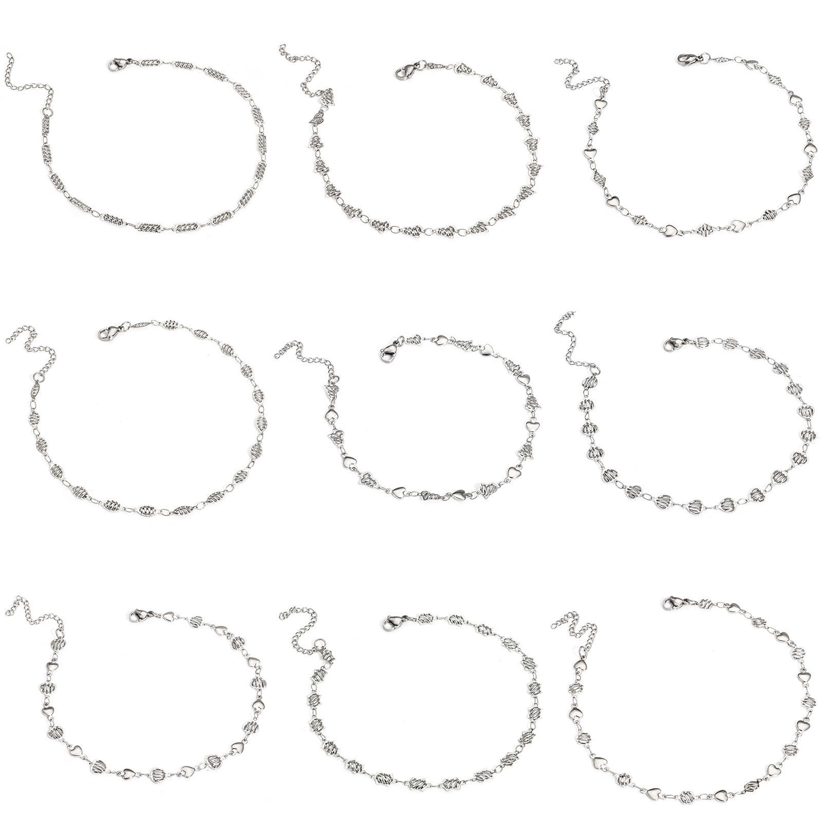 Picture of 304 Stainless Steel Handmade Link Chain Anklet Silver Tone With Lobster Claw Clasp And Extender Chain