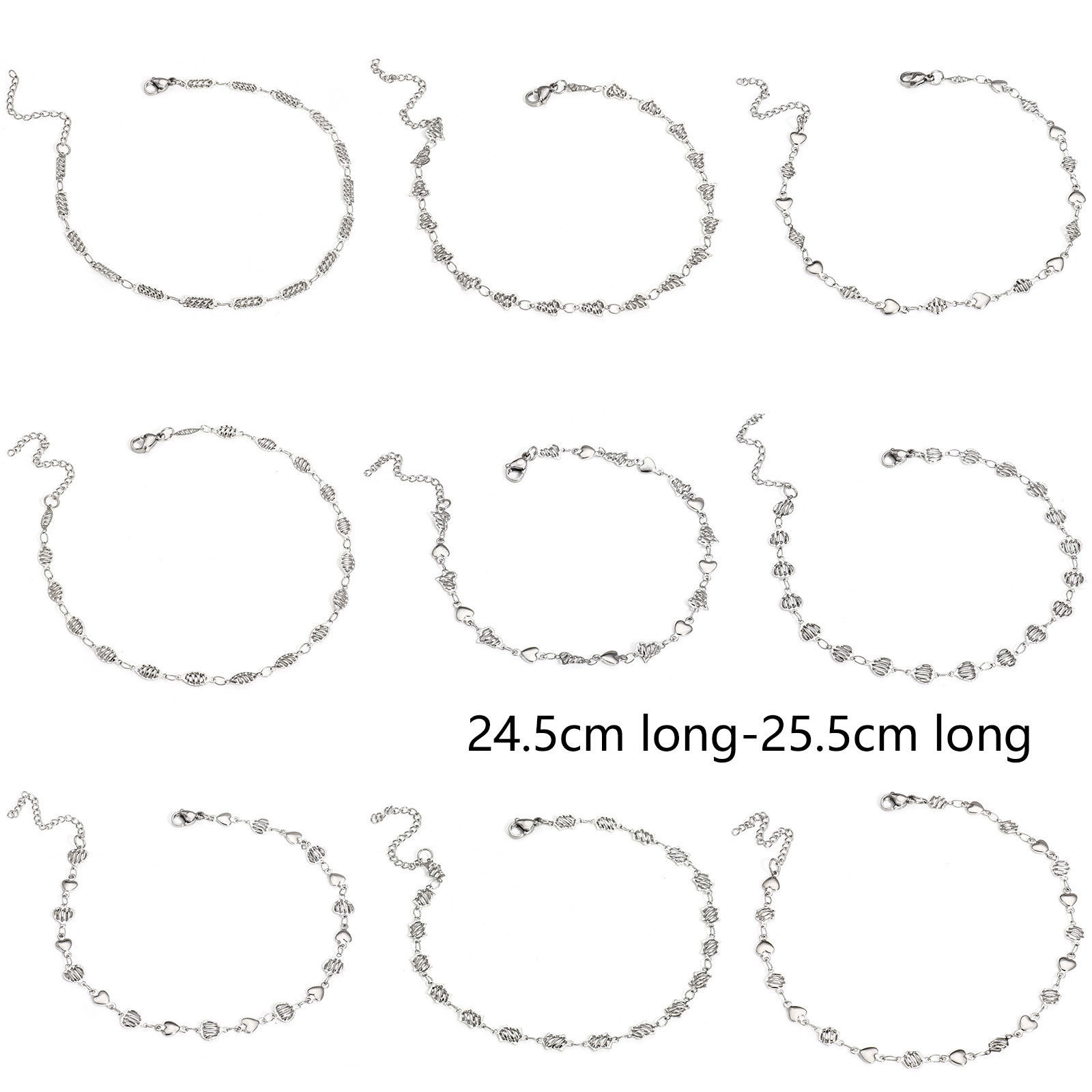 Picture of 304 Stainless Steel Handmade Link Chain Anklet Silver Tone With Lobster Claw Clasp And Extender Chain