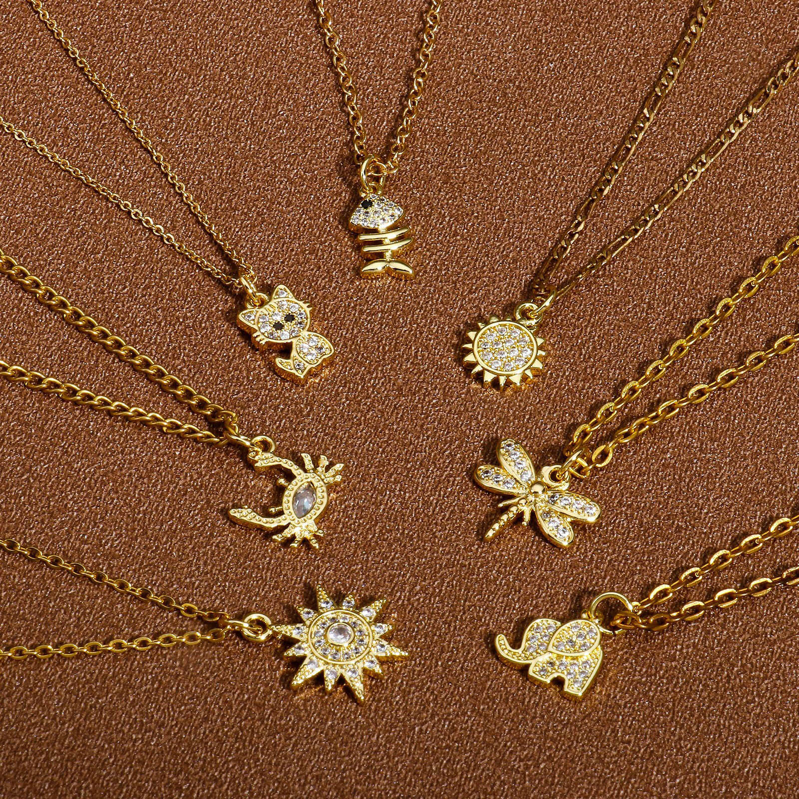 Picture of Brass Charms 18K Gold Plated Sun Insect Clear Cubic Zirconia