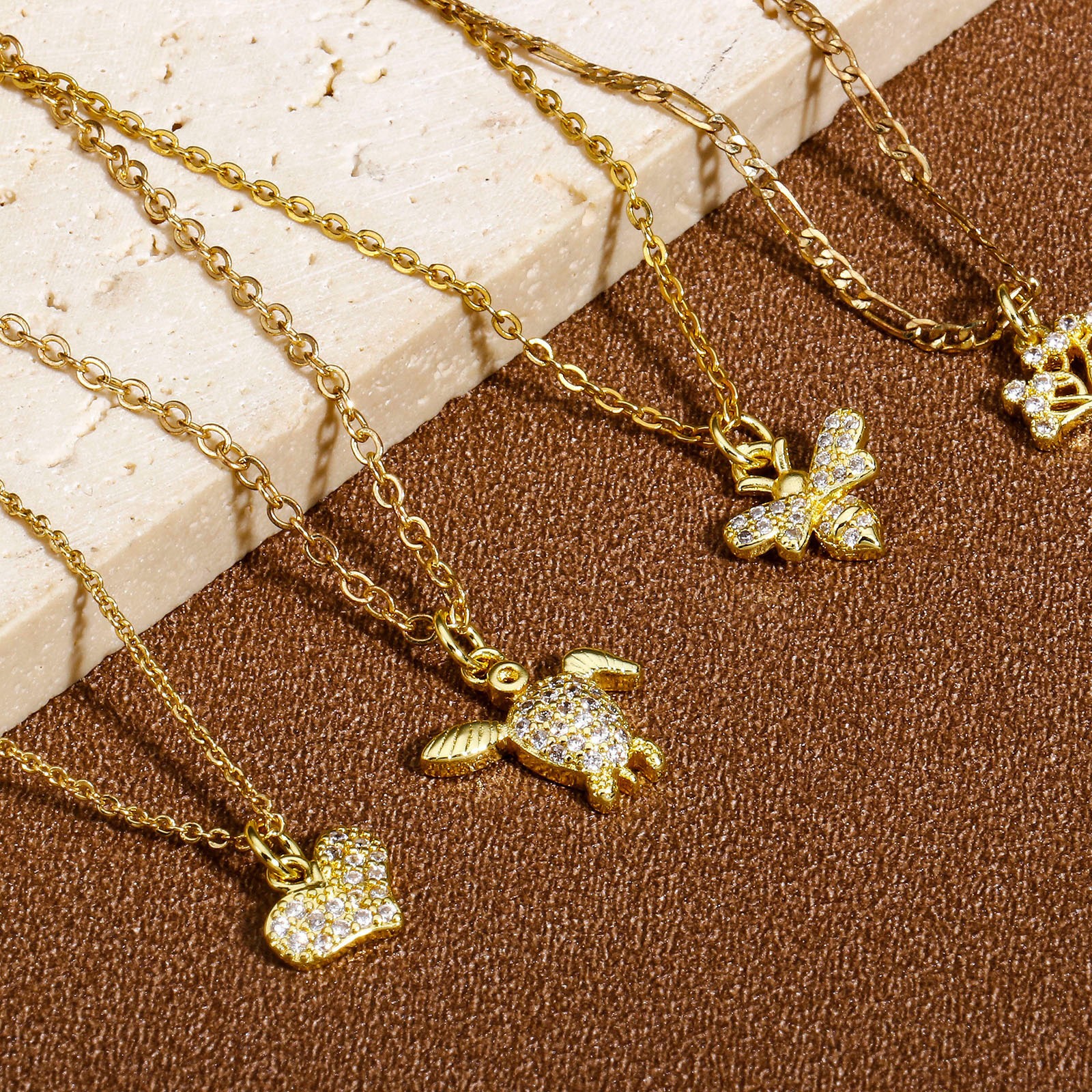 Picture of Brass Charms 18K Gold Plated Sun Insect Clear Cubic Zirconia