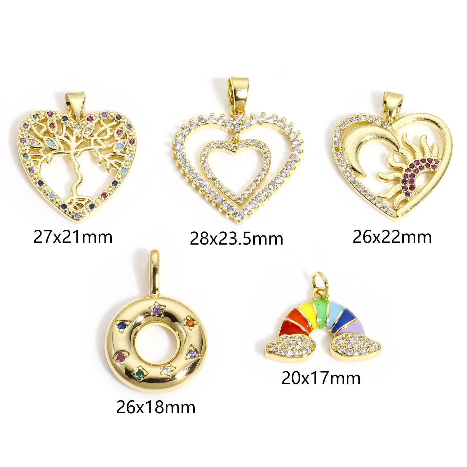 Picture of Brass Charm Pendant 18K Gold Plated Multicolour Cubic Zirconia