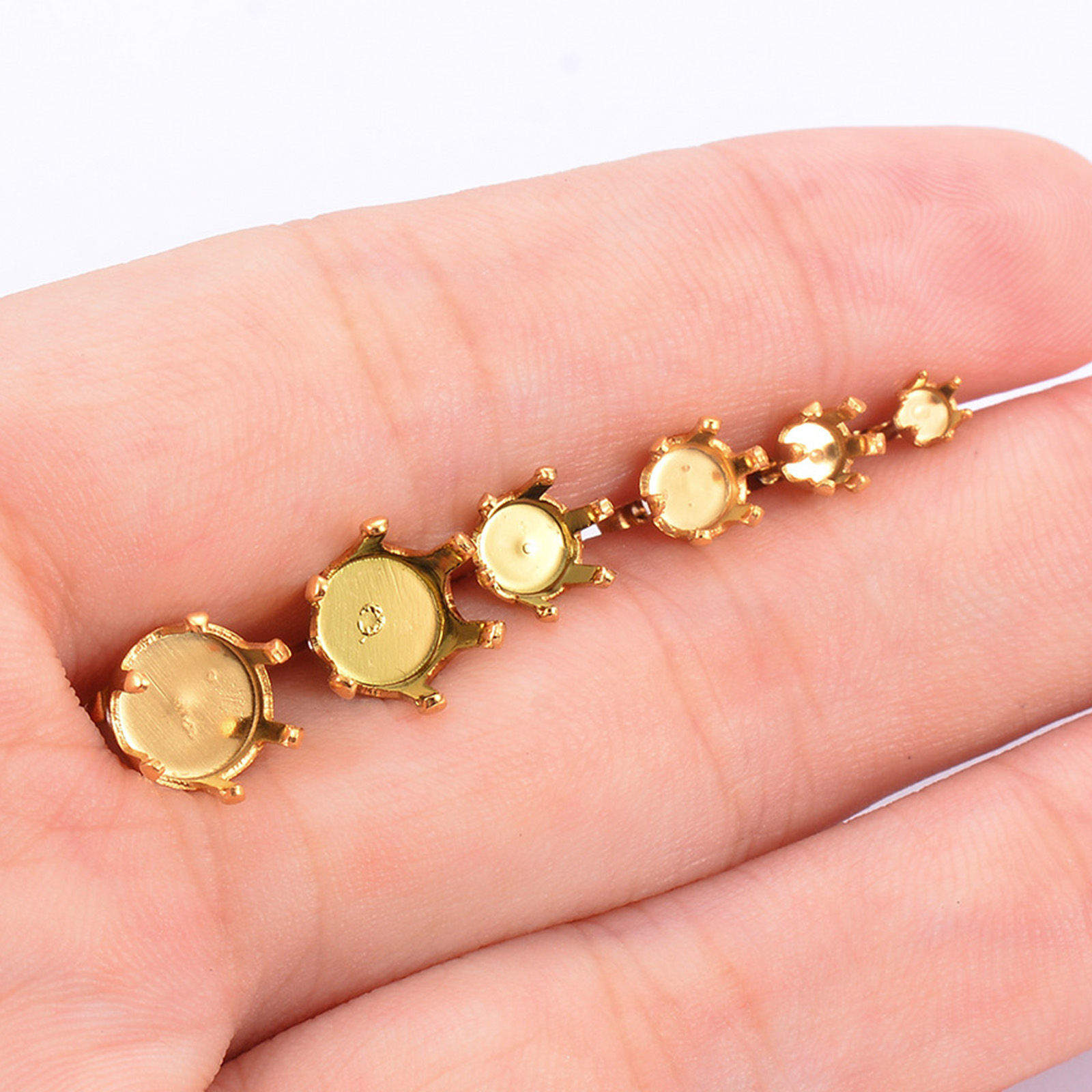 Picture of 304 Stainless Steel Ear Post Stud Earring For DIY Jewelry Making Accessories Gold Plated Cabochon Settings