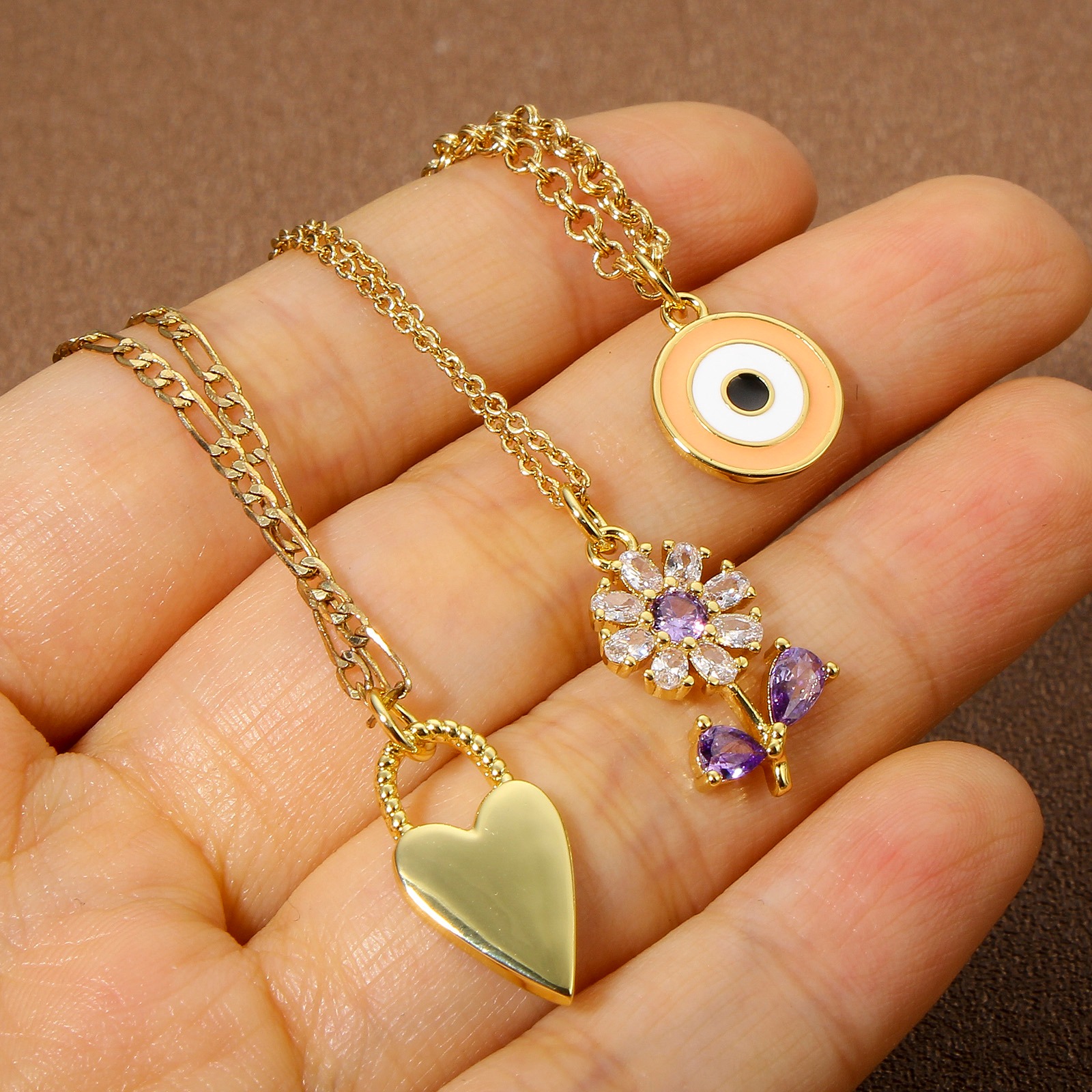 Picture of Brass Charms 18K Real Gold Plated Flower Scissors