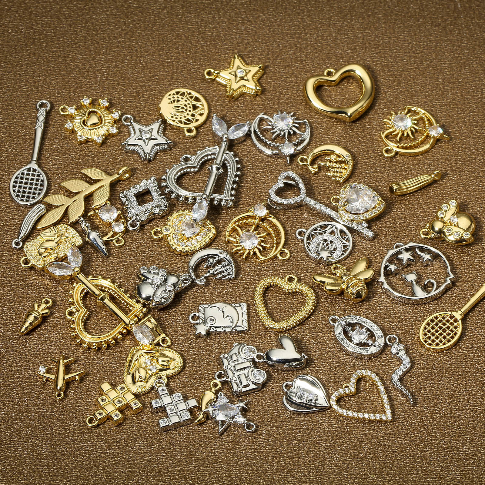 Picture of Brass Valentine's Day Charms 18K Real Gold Plated Heart