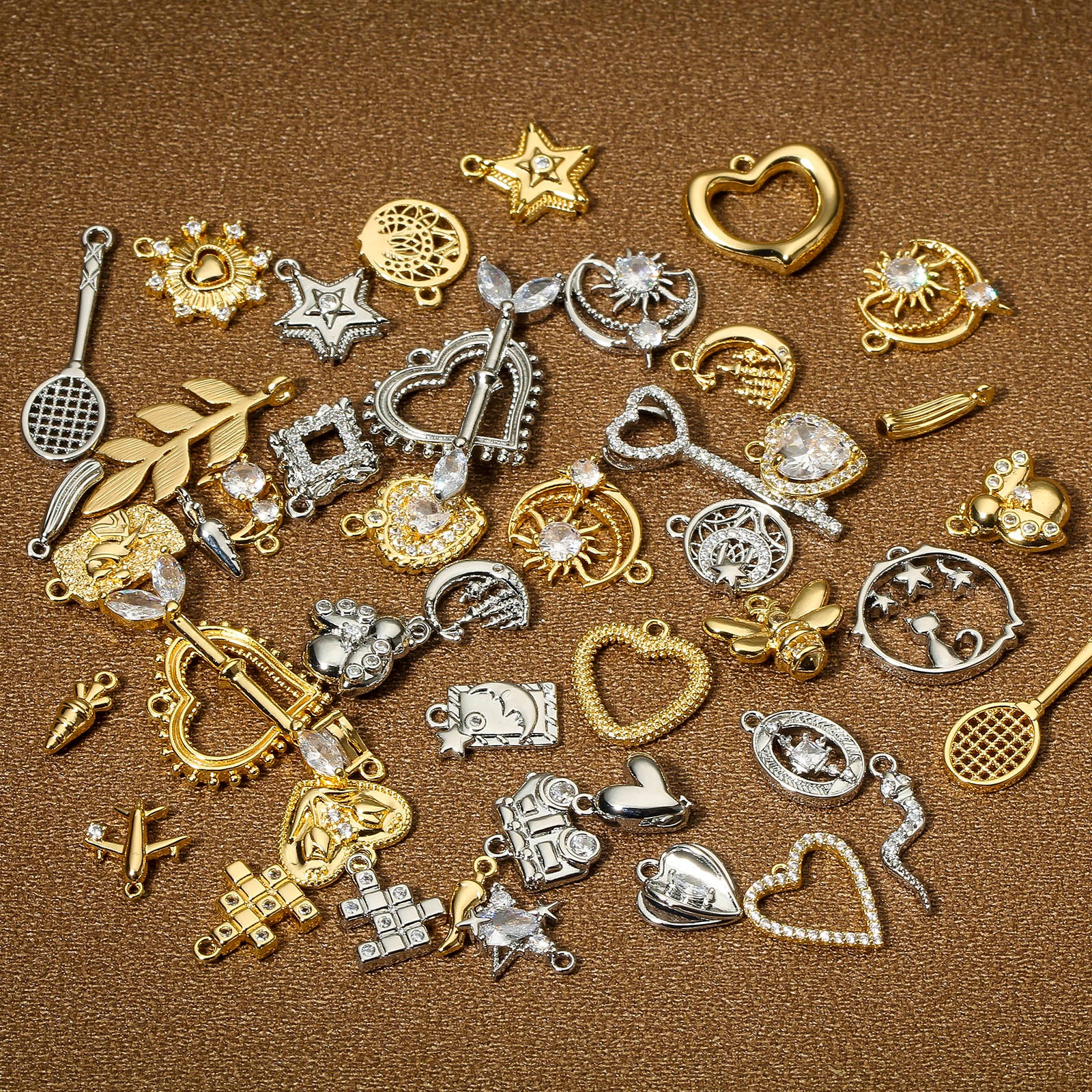 Picture of Brass Sport Charms Real Gold Plated Racket 27.5mm x 8mm
