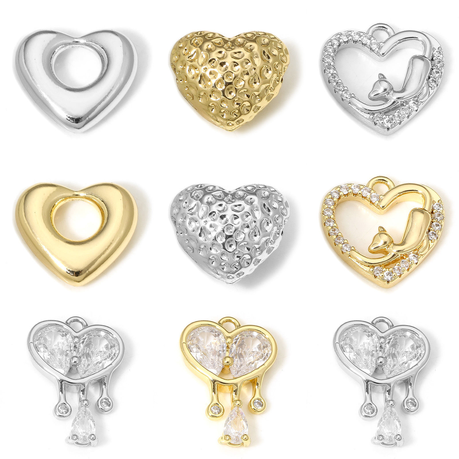 Bild von 1 Stück Umweltfreundlich Messing Valentinstag Charms Echtgold plattiert Herz