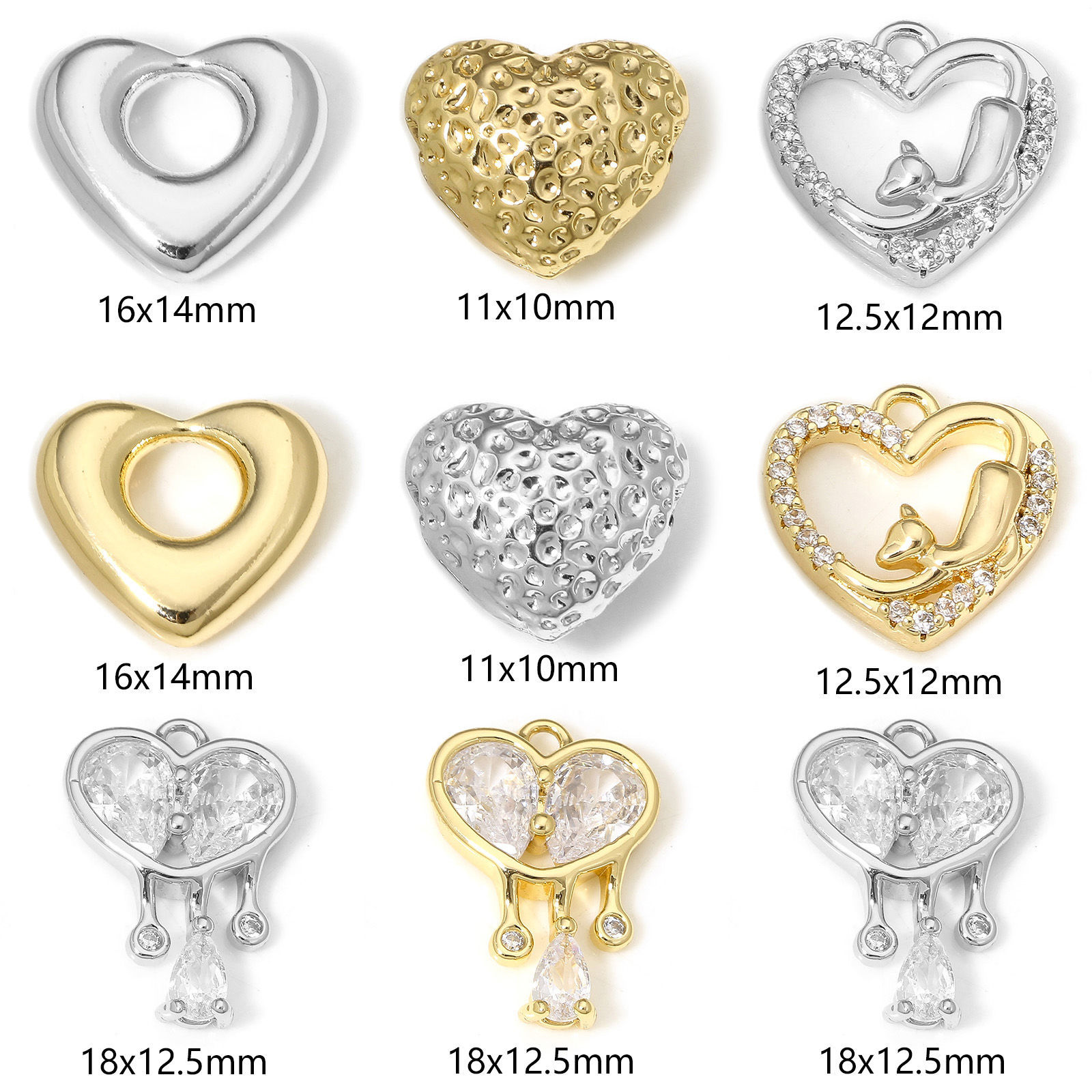 Bild von 1 Stück Umweltfreundlich Messing Valentinstag Charms Echtgold plattiert Herz