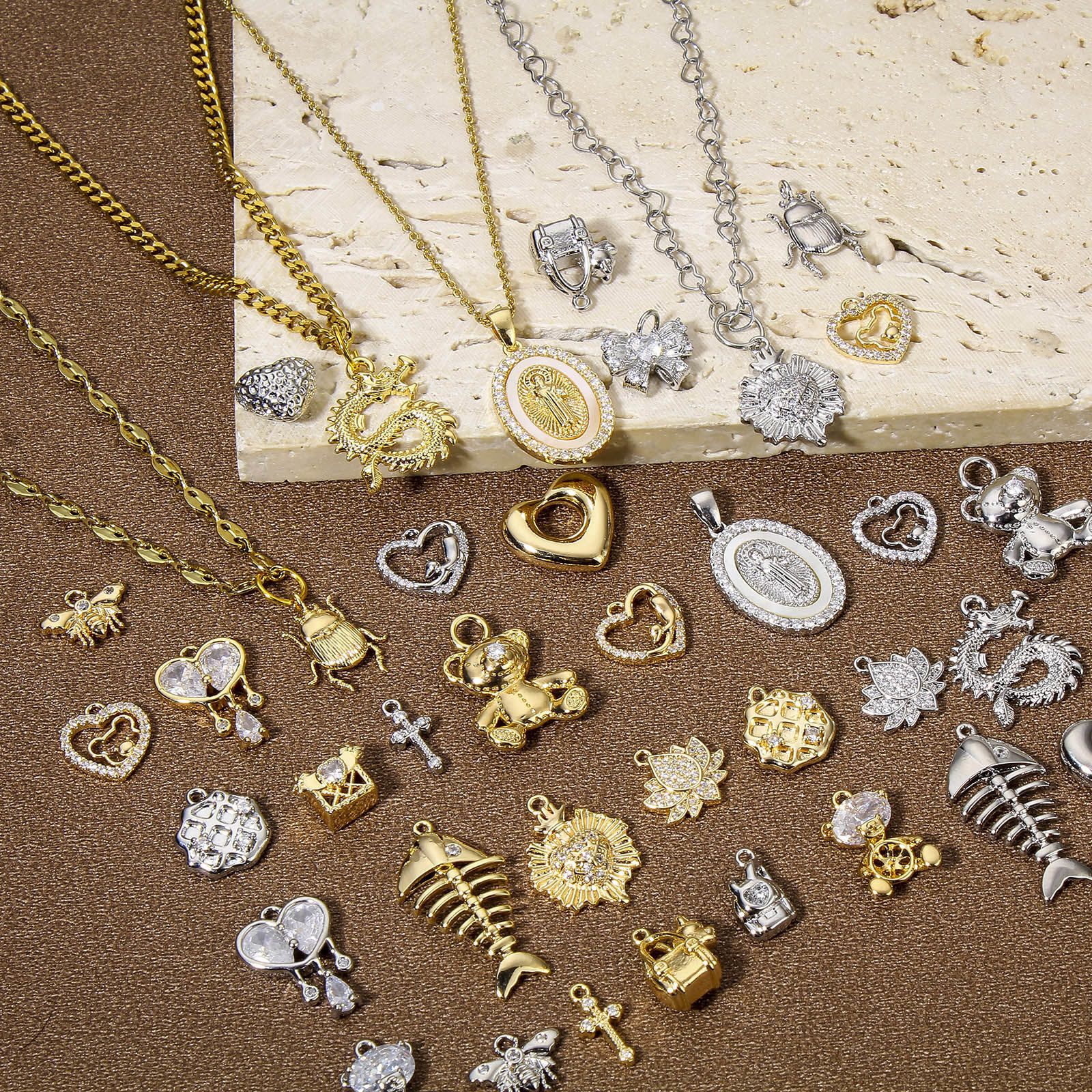 Bild von 1 Stück Umweltfreundlich Messing Valentinstag Charms Echtgold plattiert Herz