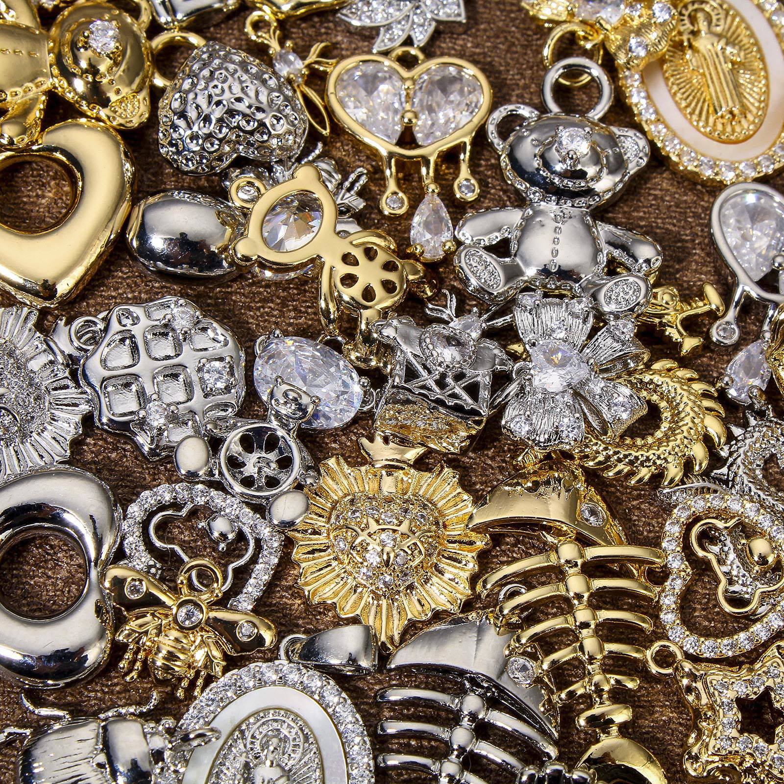 Bild von 1 Stück Umweltfreundlich Messing Valentinstag Charms Echtgold plattiert Herz